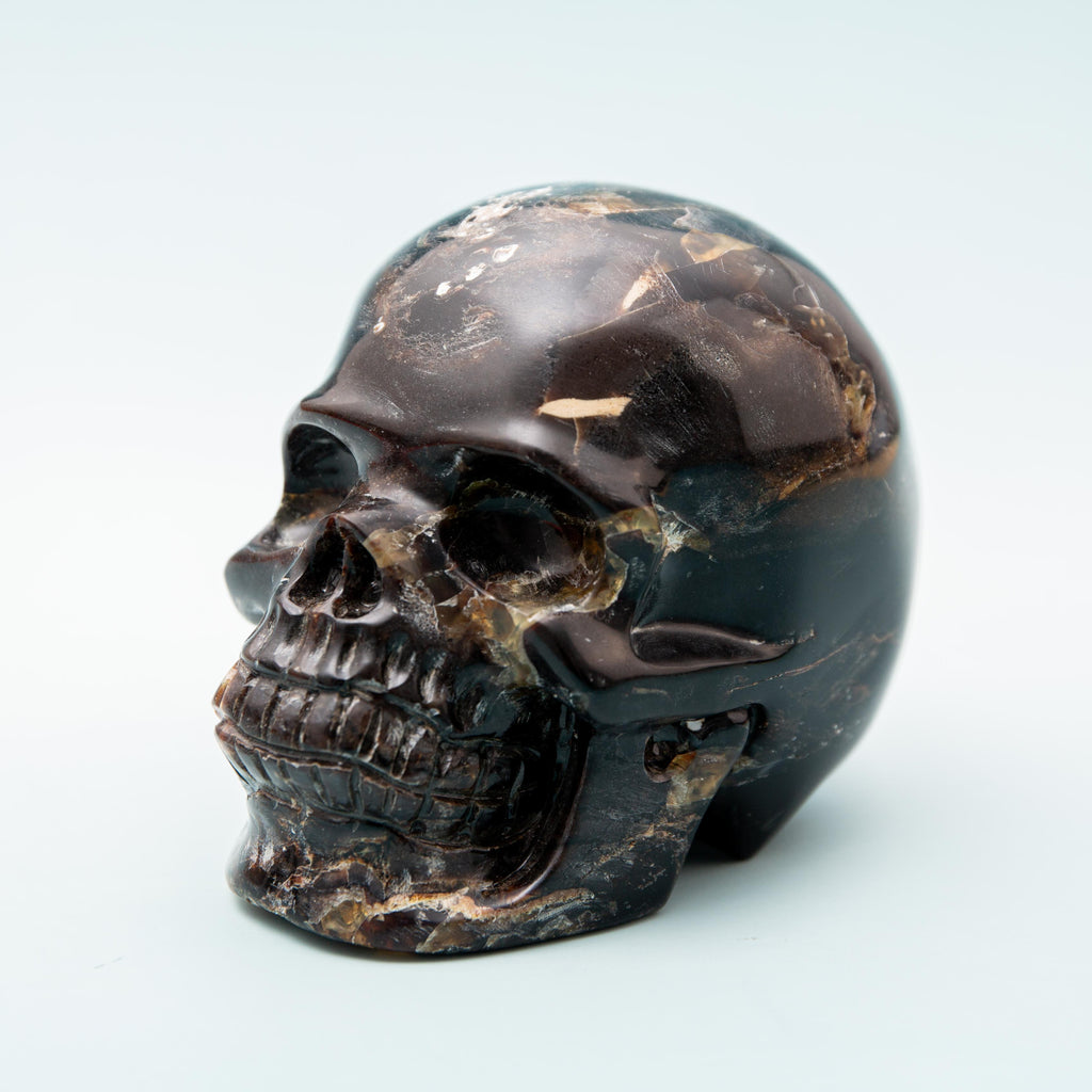 Indonesian Blue Amber Skull - 363g/9cm