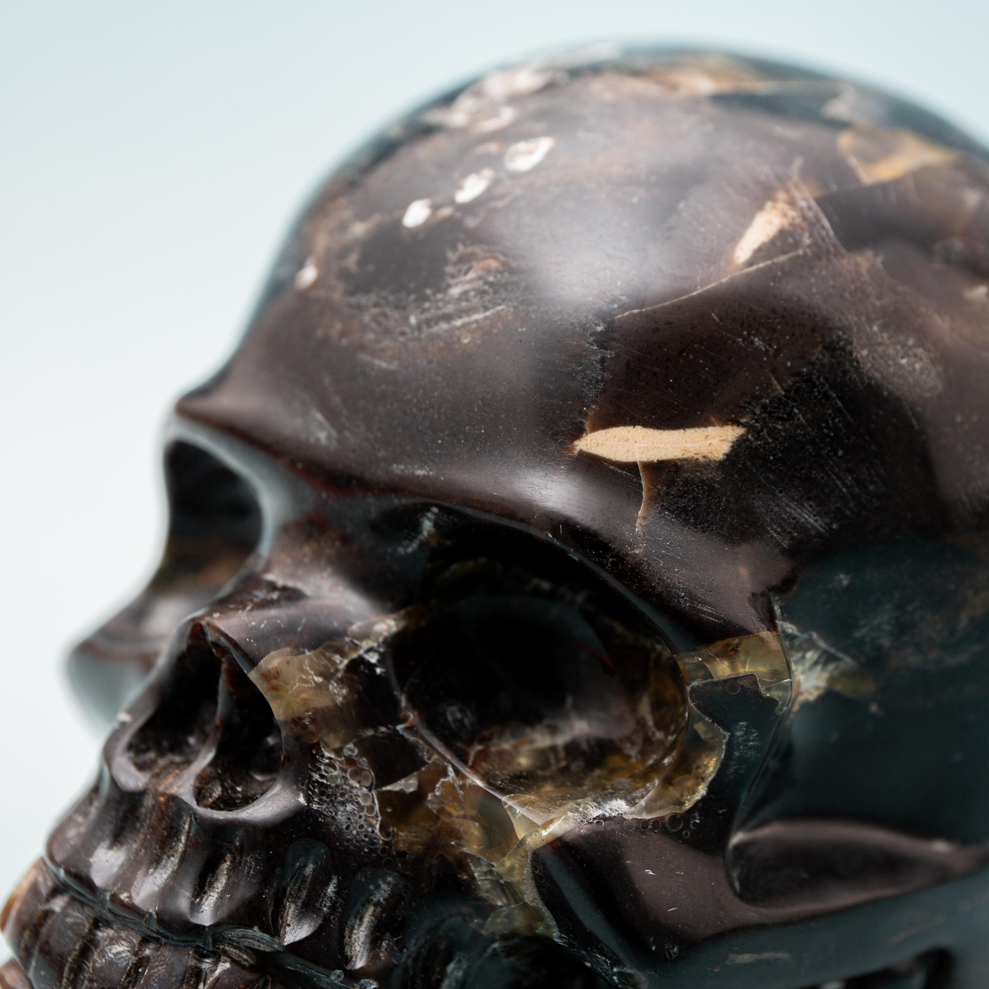 Indonesian Blue Amber Skull - 363g/9cm