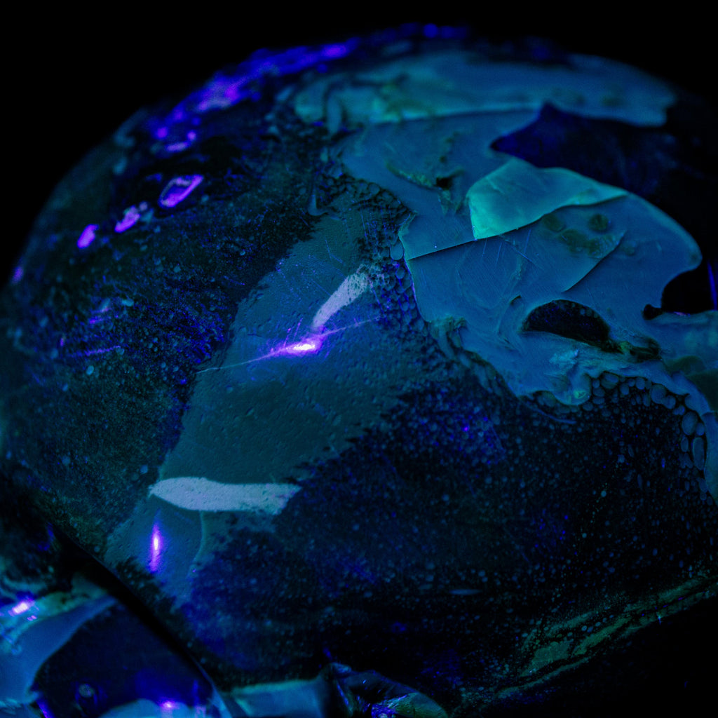 Indonesian Blue Amber Skull - 363g/9cm