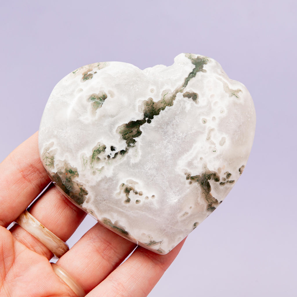 Moss Agate Heart Bowl - 8cm (A10)
