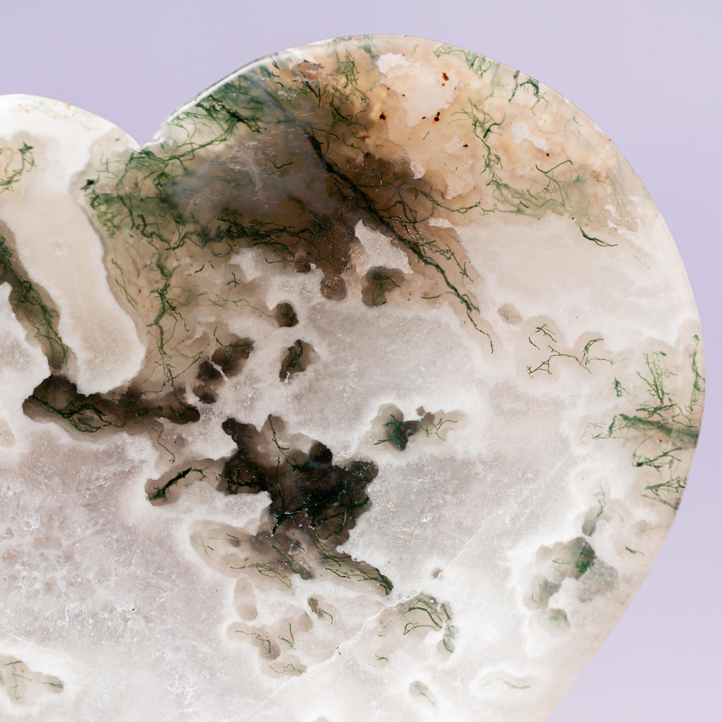 Moss Agate Heart Bowl - 8cm (A10)
