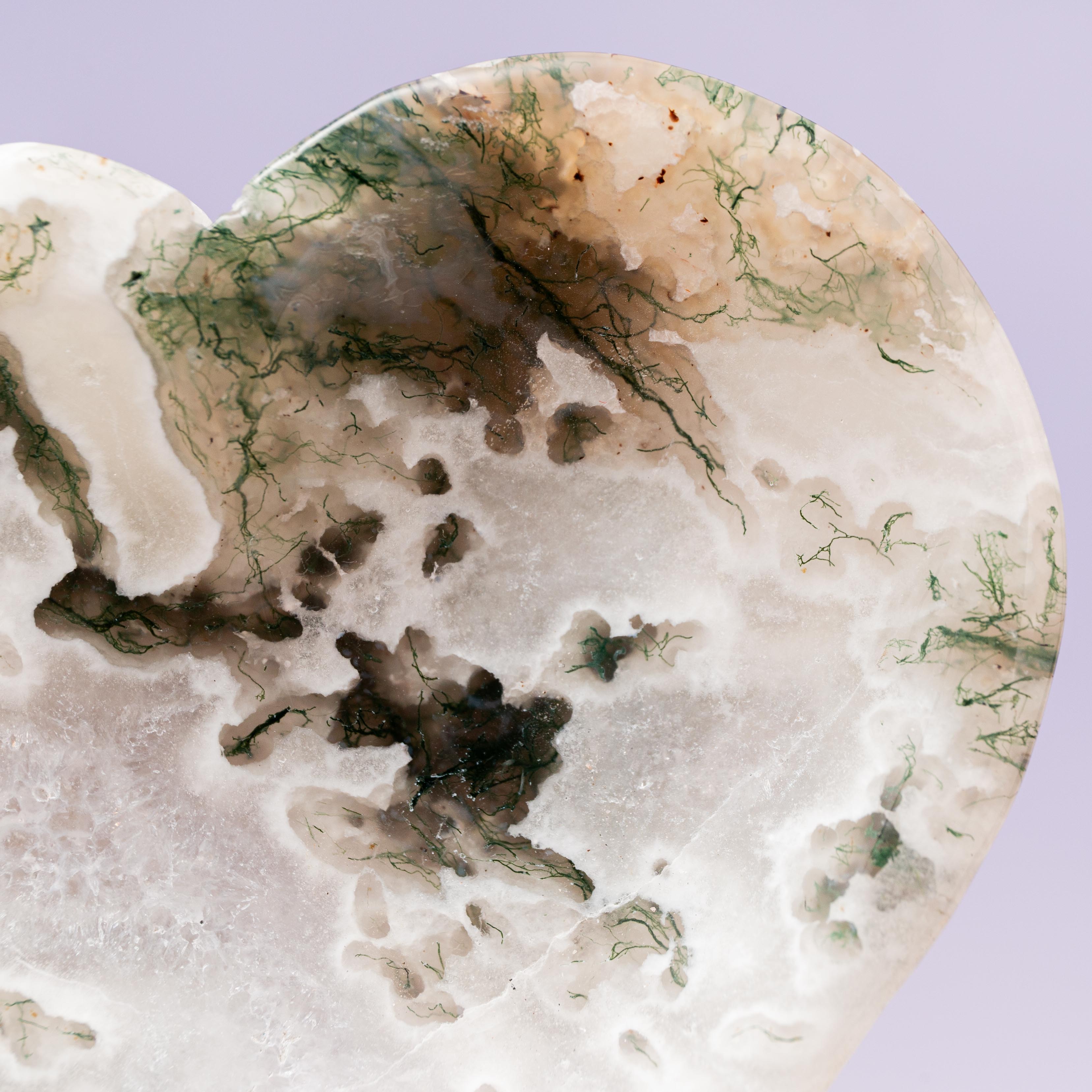 Moss Agate Heart Bowl - 8cm (A10)