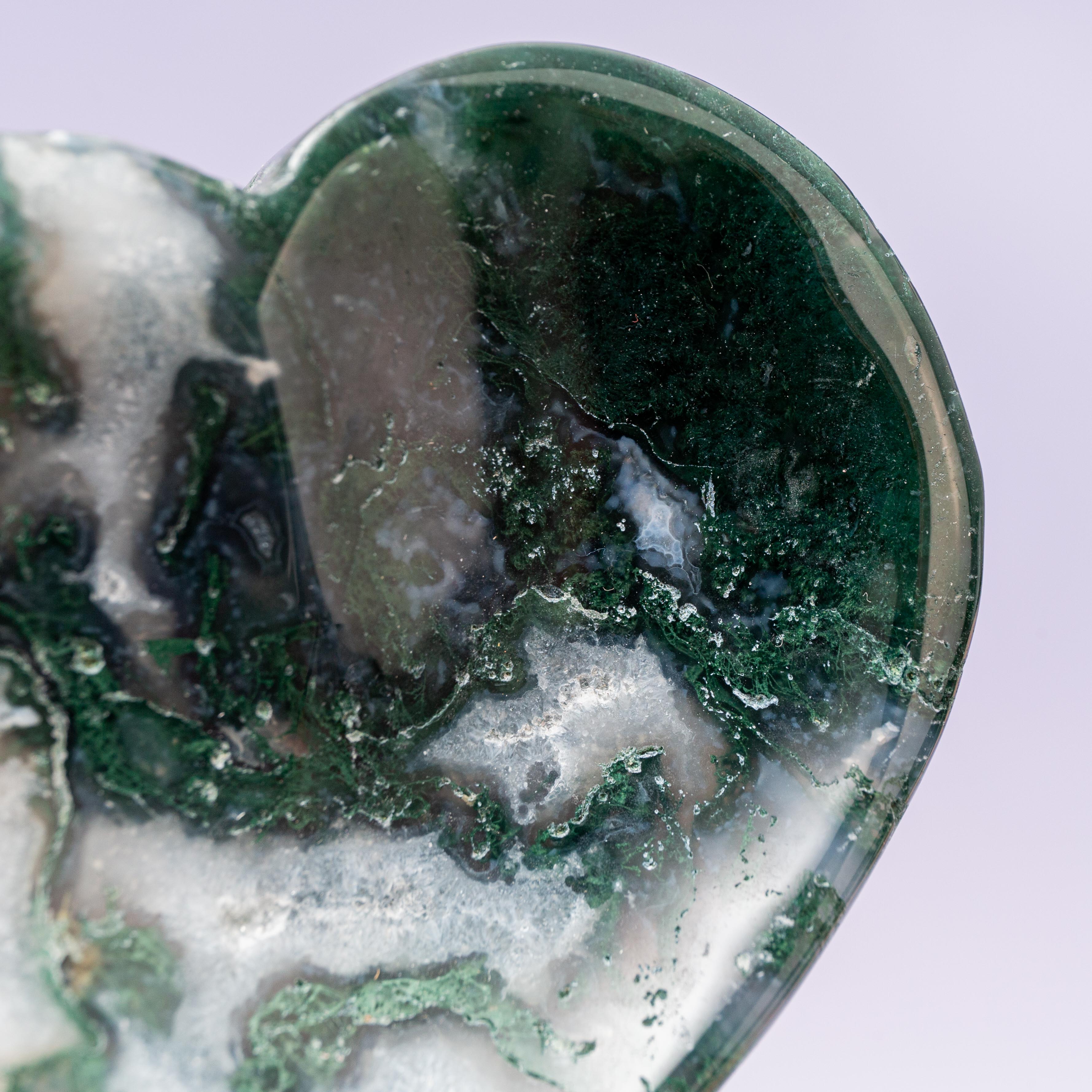 Moss Agate Heart Bowl - 7cm (A12)