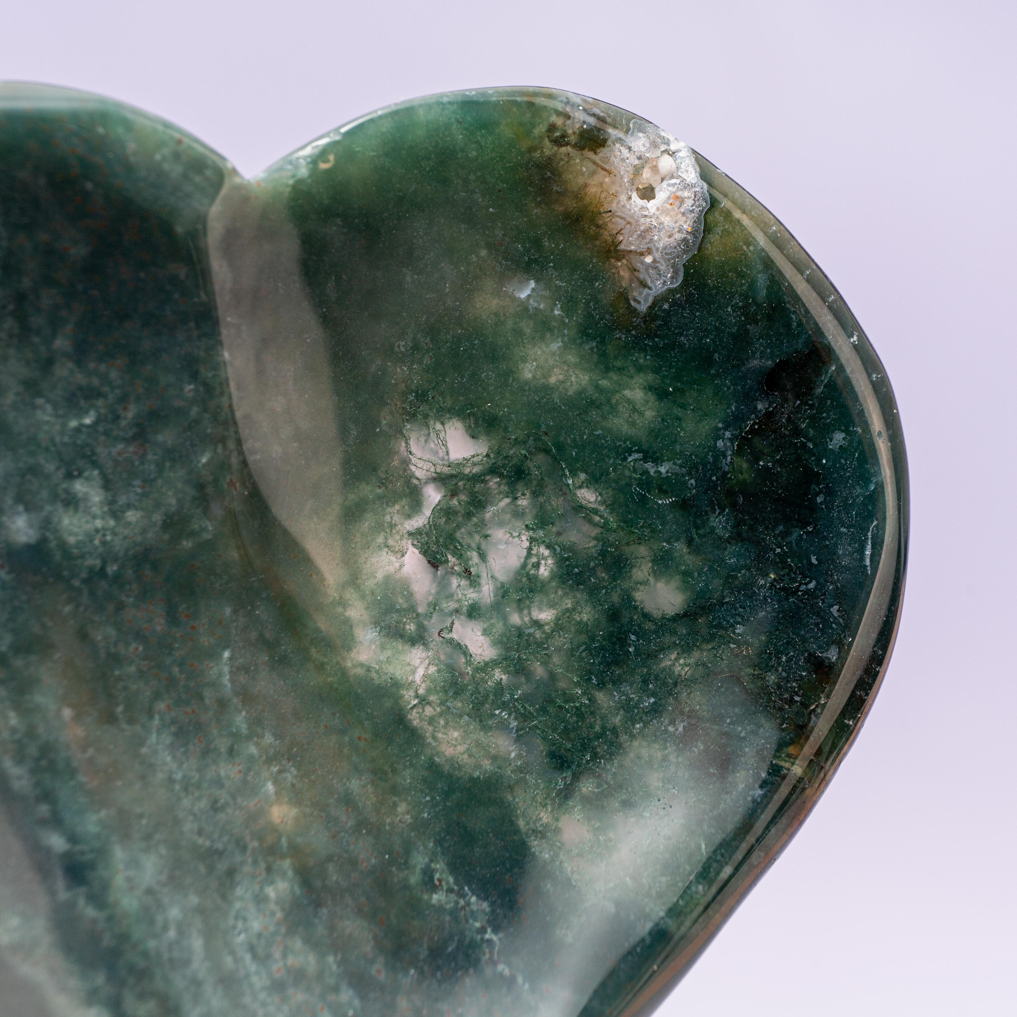 Moss Agate Heart Bowl - 8cm (A2)