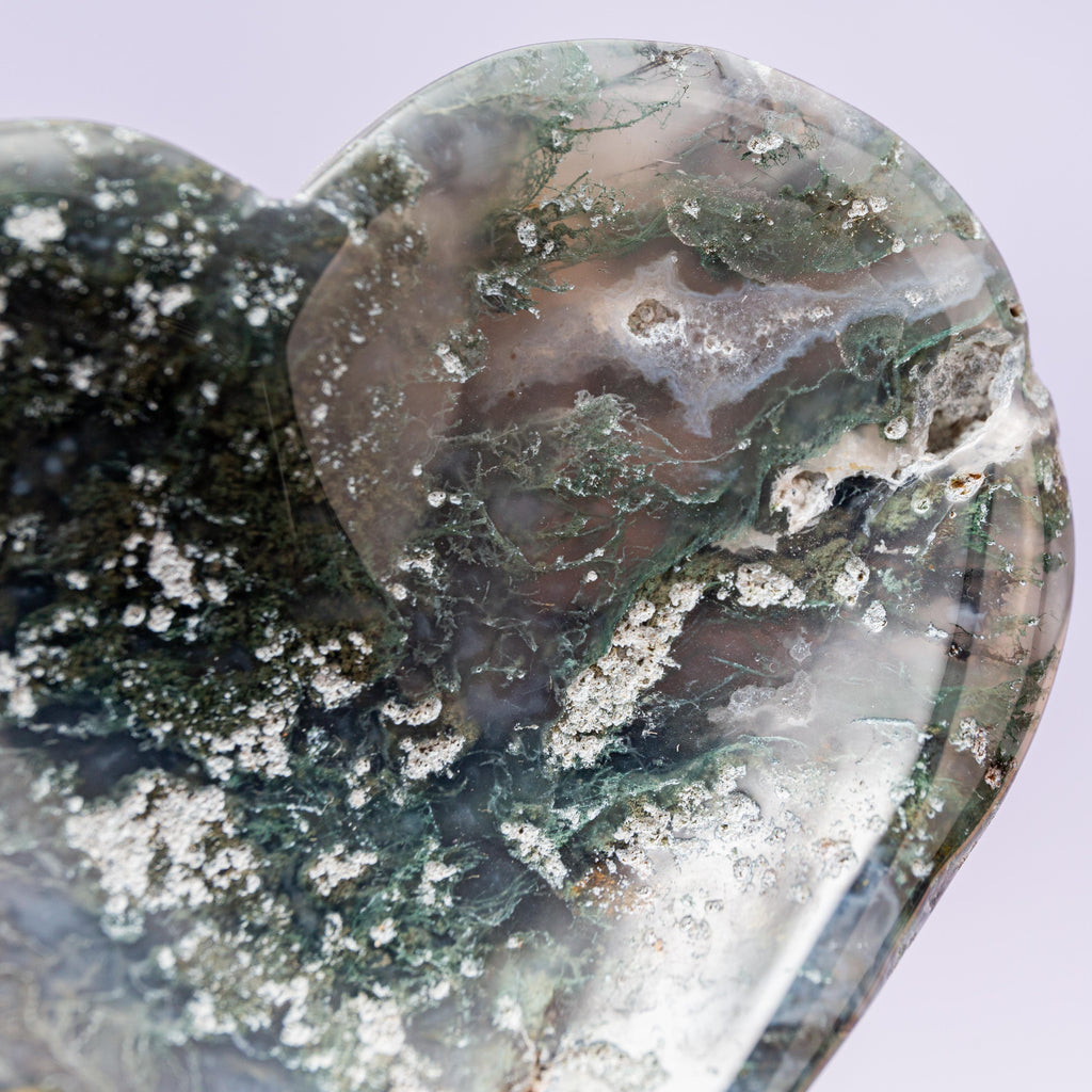 Moss Agate Heart Bowl - 7cm (A3)