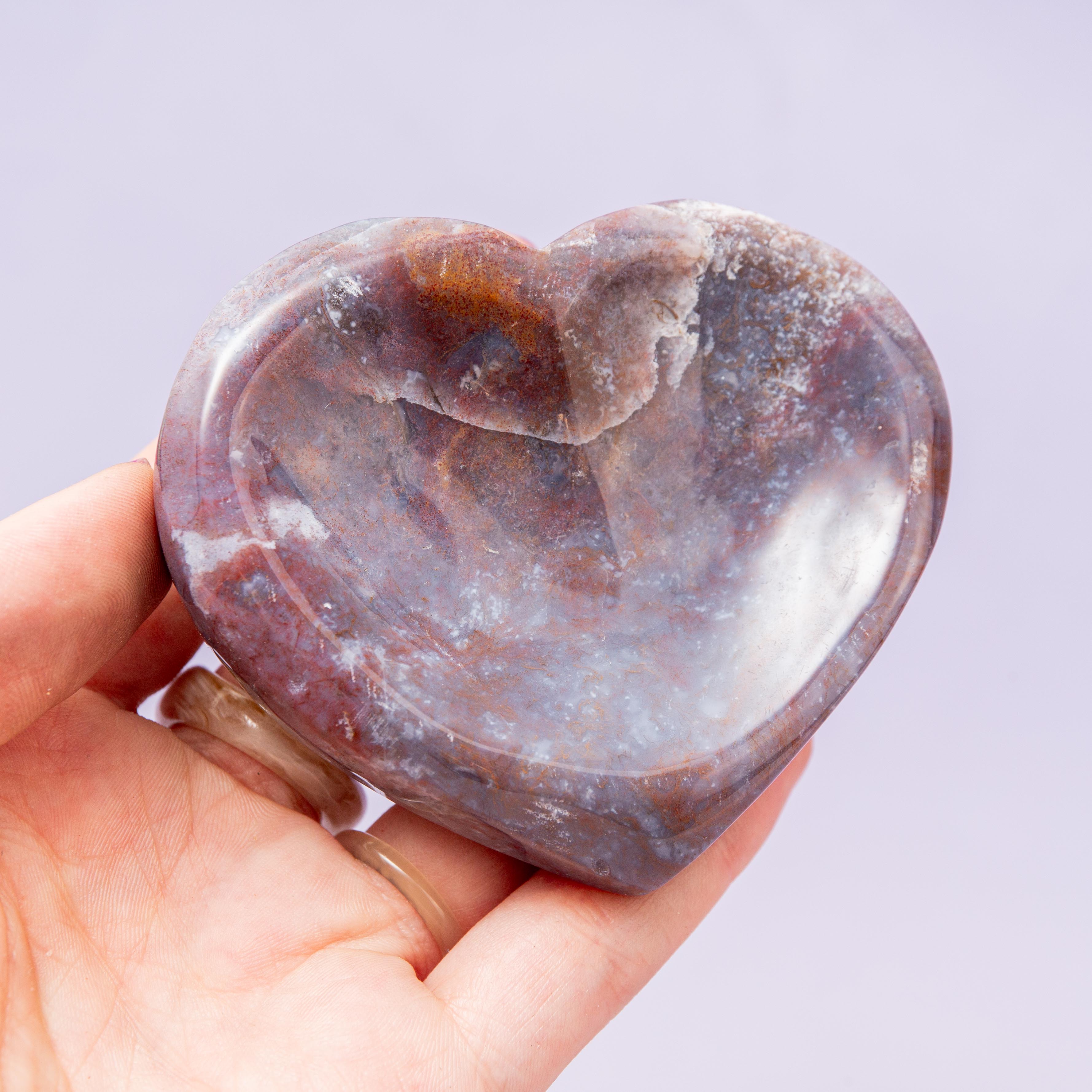 Moss Agate Heart Bowl - 8cm (A4)