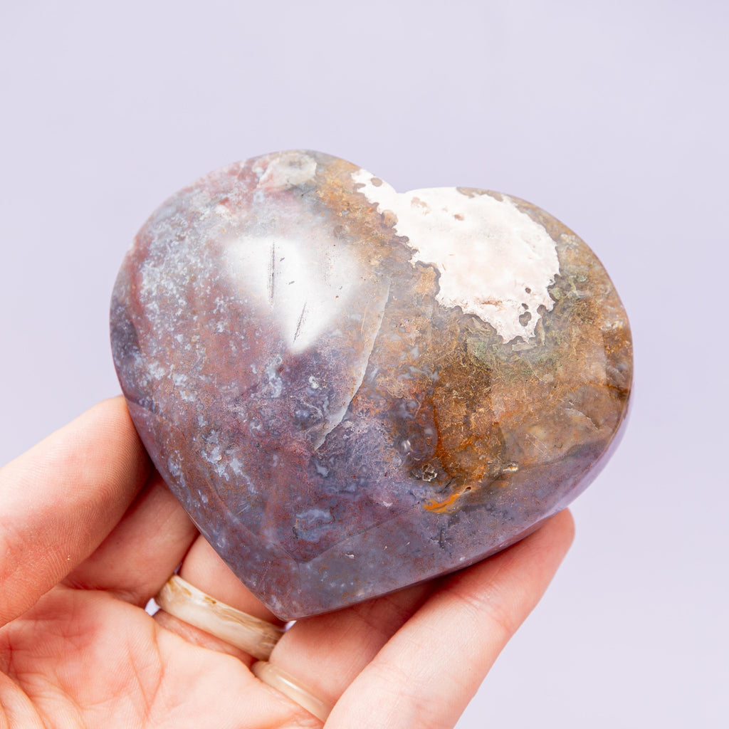 Moss Agate Heart Bowl - 8cm (A4)