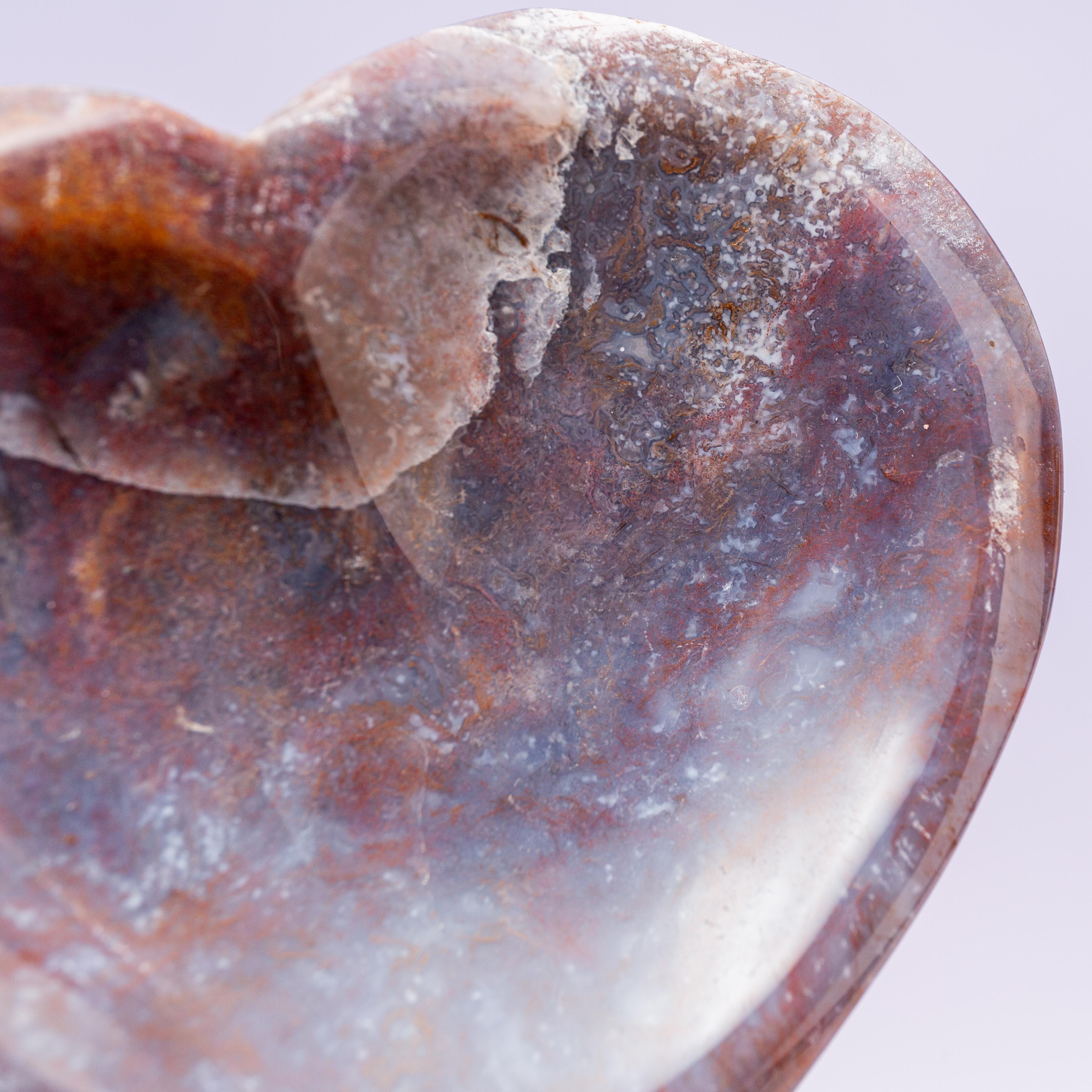 Moss Agate Heart Bowl - 8cm (A4)