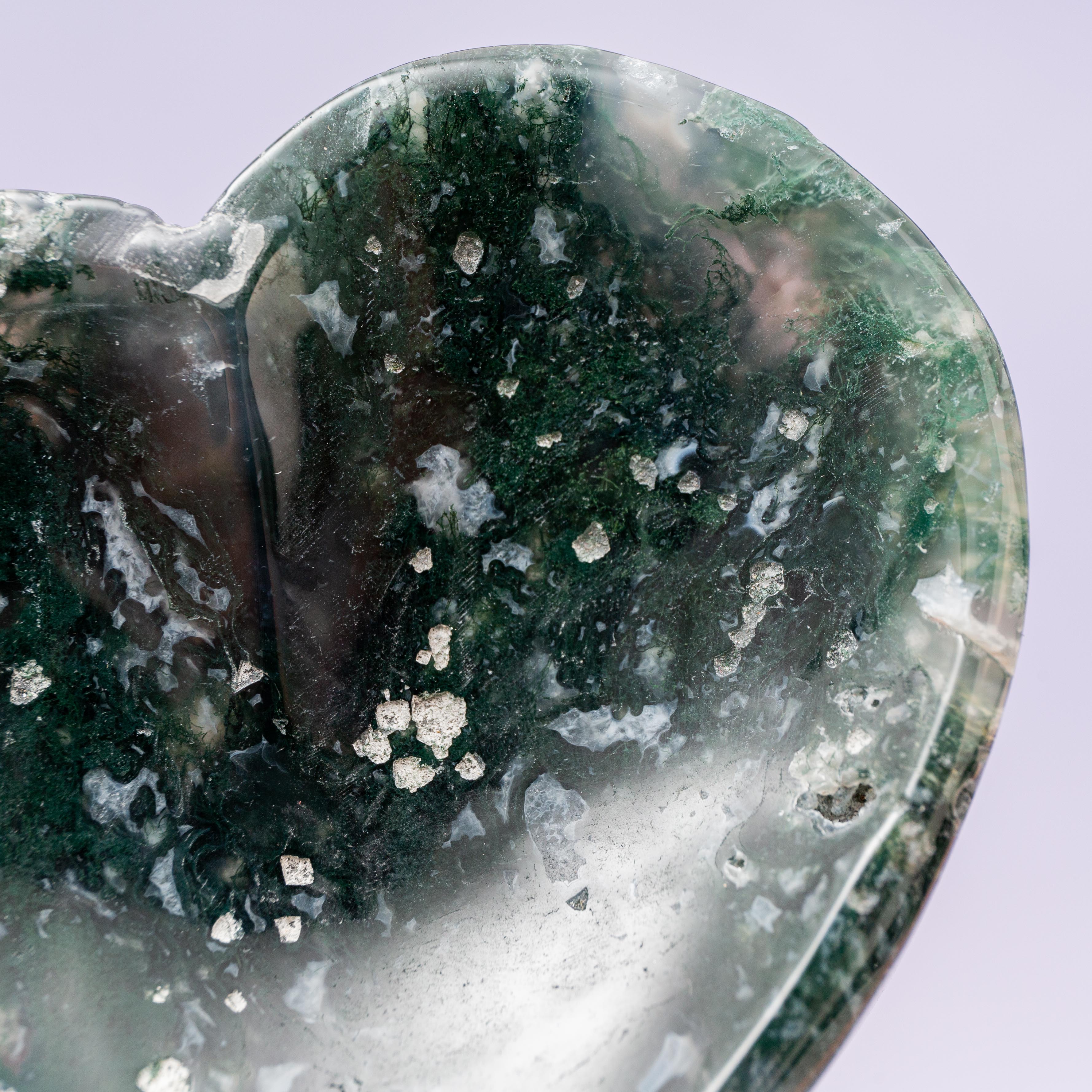 Moss Agate Heart Bowl - 8.5cm (A5)