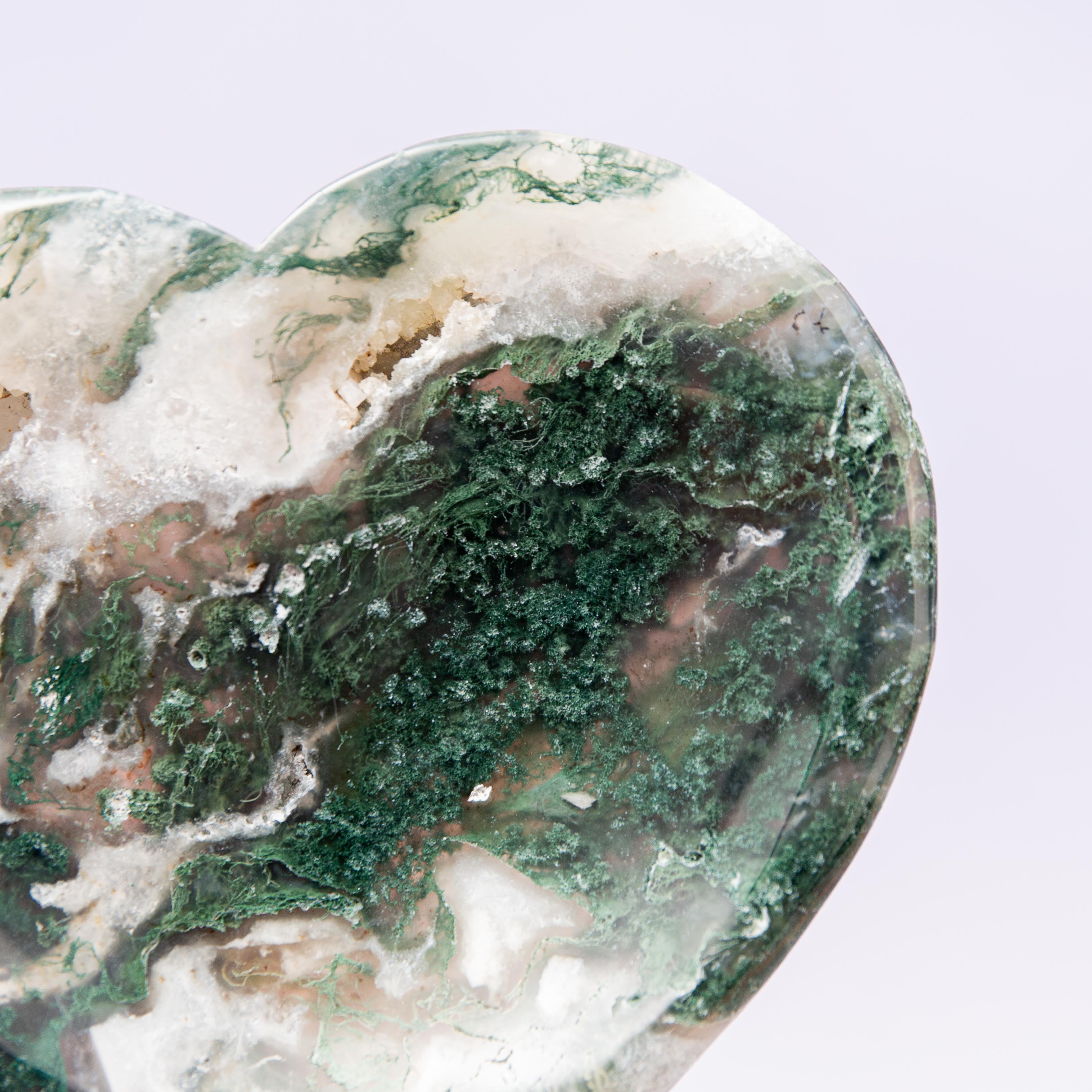Moss Agate Heart Bowl - 9.5cm (A6)