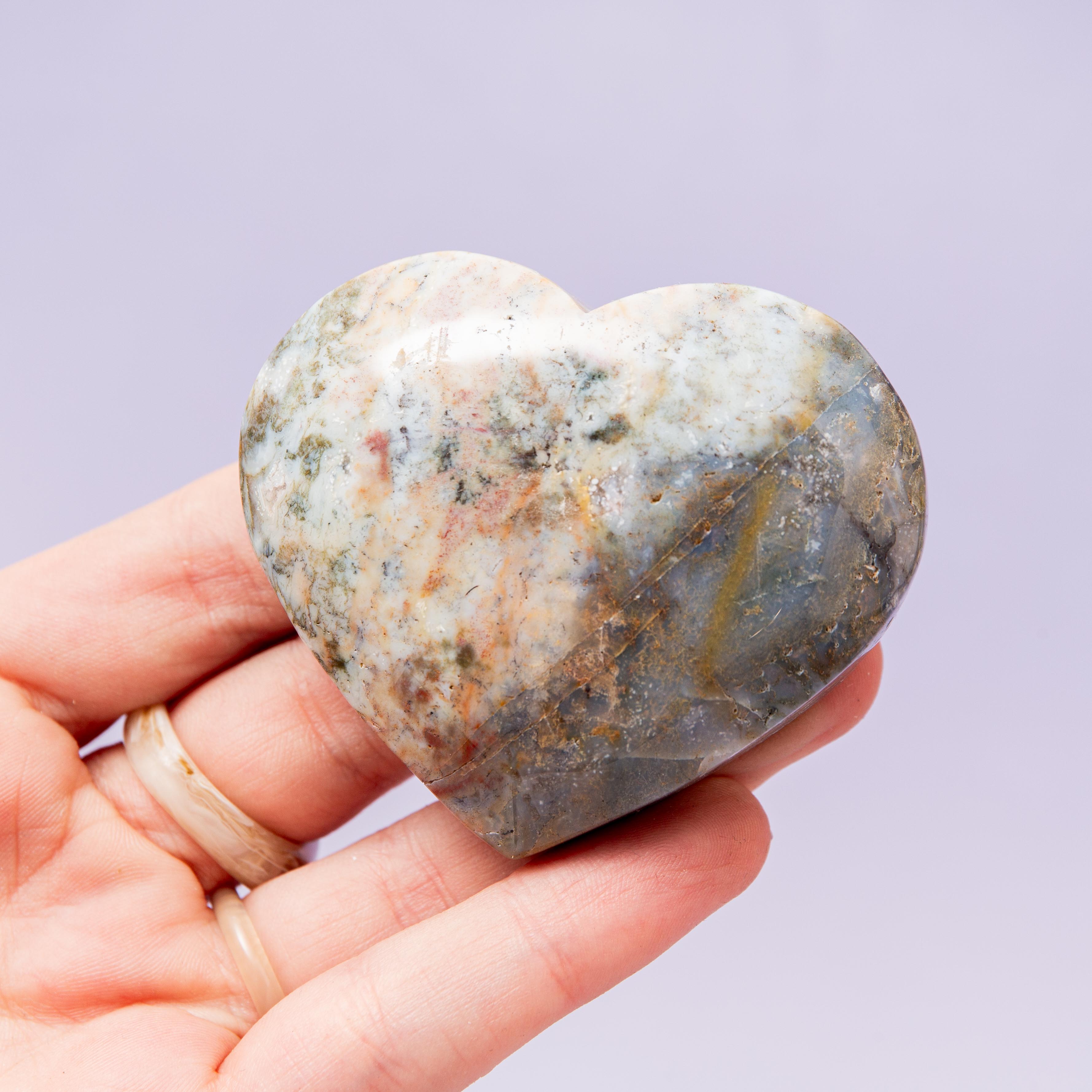 Moss Agate Heart Bowl - 6cm (A7)