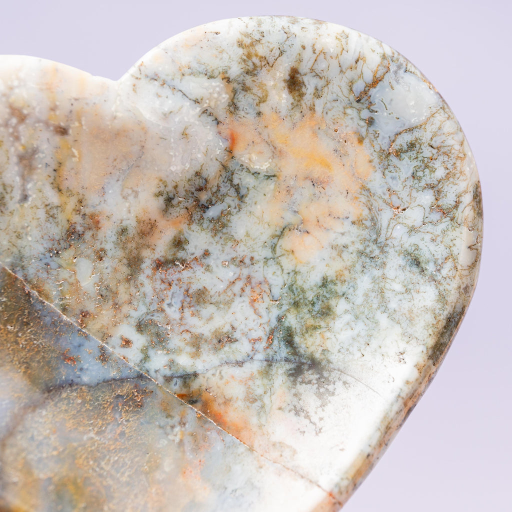 Moss Agate Heart Bowl - 6cm (A7)