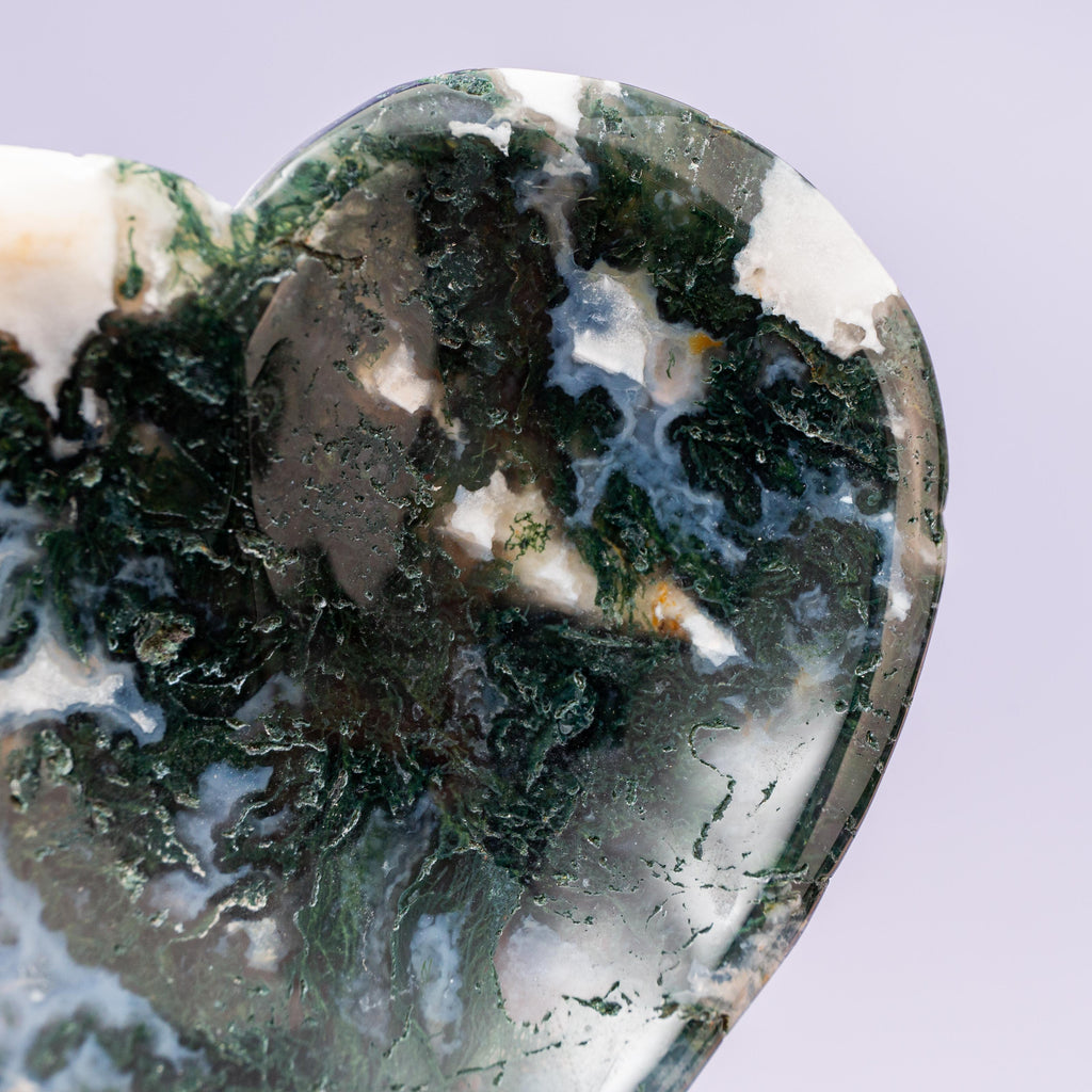 Moss Agate Heart Bowl - 7cm (A9)