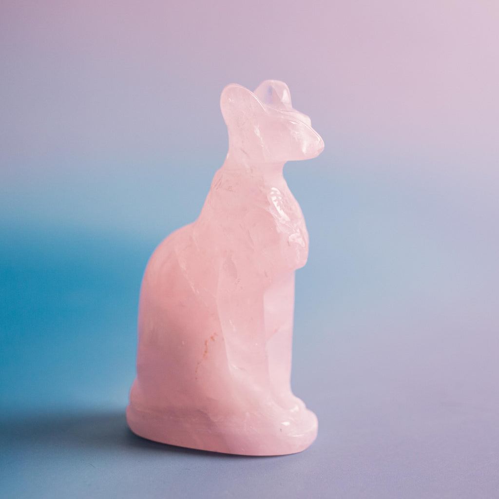 Rózsakvarc Bast-macska - 100g/8cm