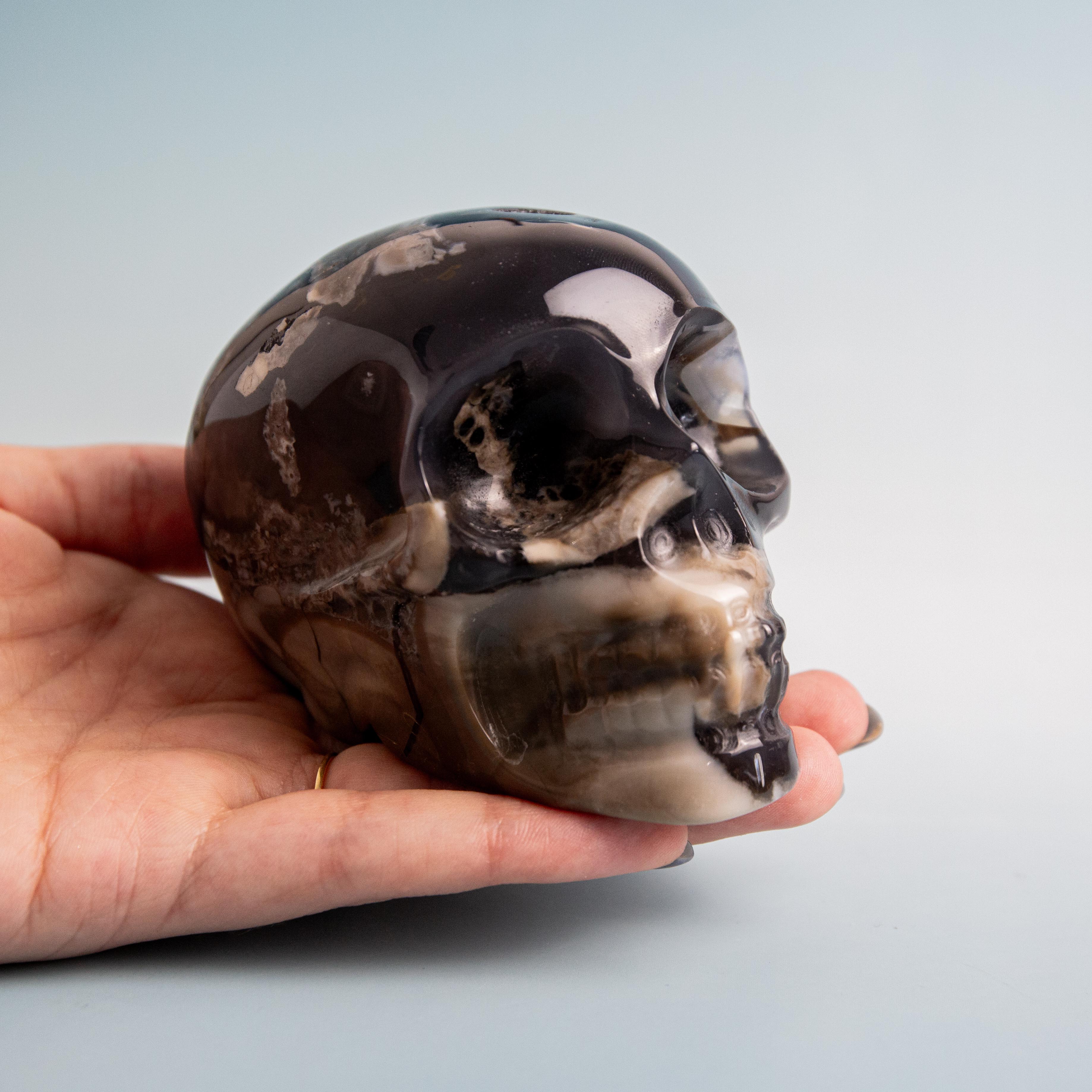 Volcanic Agate Skull - 535g/8cm