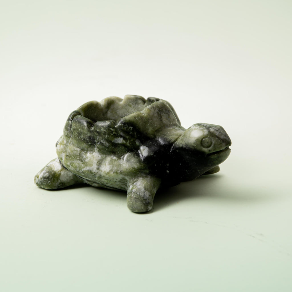 Serpentine Turtle Candle Holder - 297g/10cm (B)