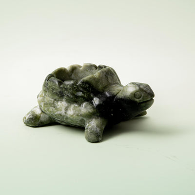 Szerpentin Teknős Gyertyatartó - 297g/10cm (B)