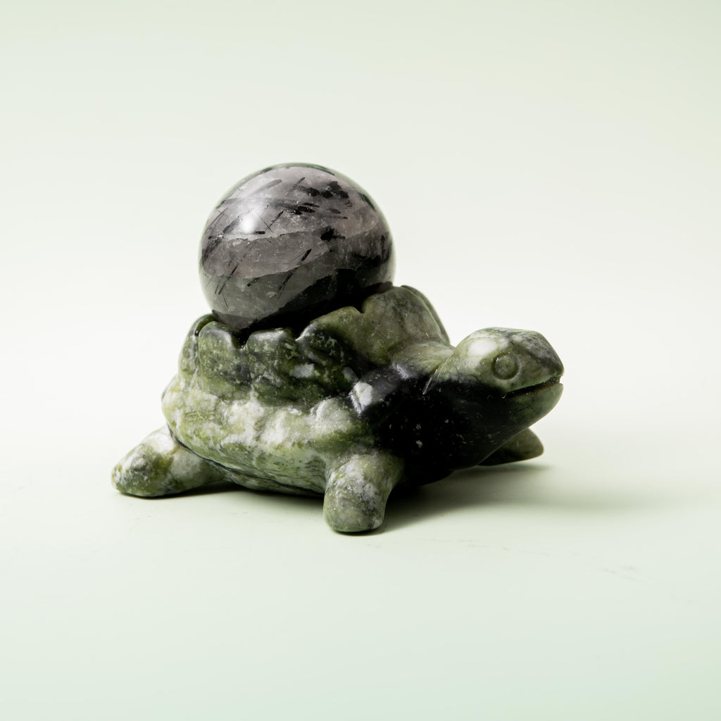 Serpentine Turtle Candle Holder - 297g/10cm (B)
