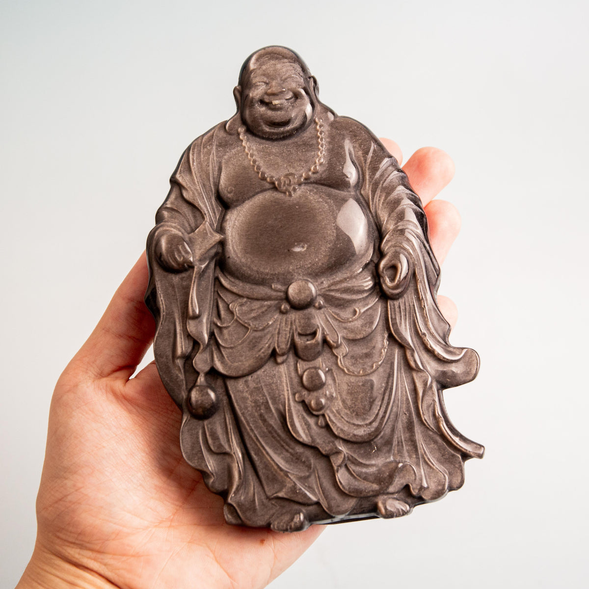 Silver Obsidian Buddha - 15 cm