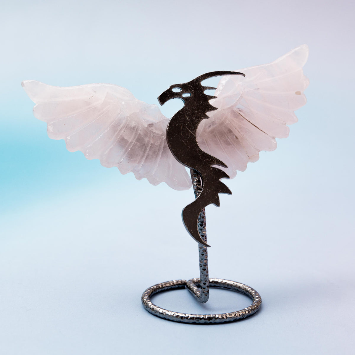Rose Quartz Dragon (on Stand) - 9 cm (A11)