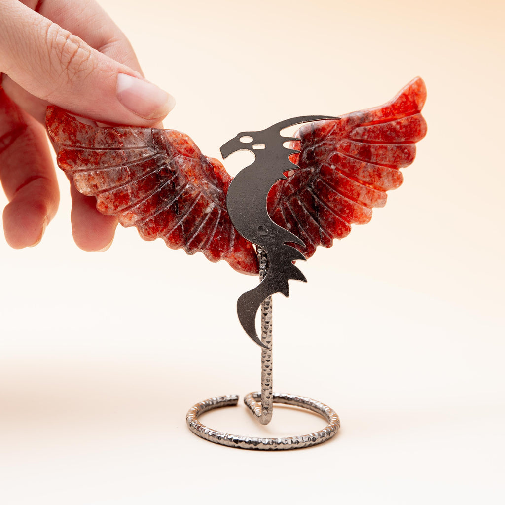 Red Quartz Dragon (on Stand) - 9 cm (A9)