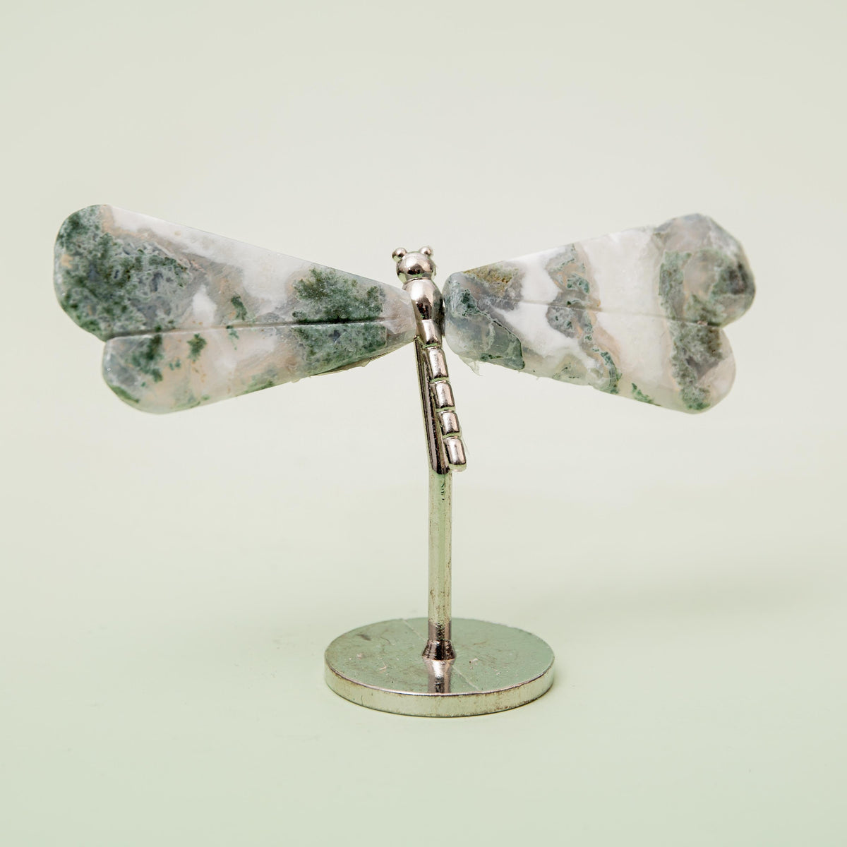 Moss Agate Dragonfly (on Stand) - 6 cm (A10)