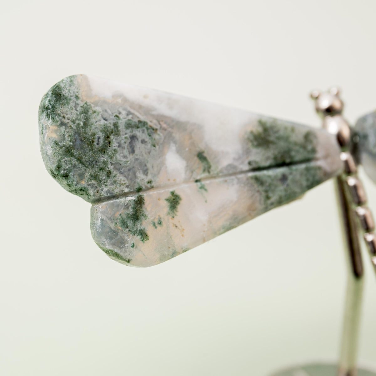 Moss Agate Dragonfly (on Stand) - 6 cm (A10)
