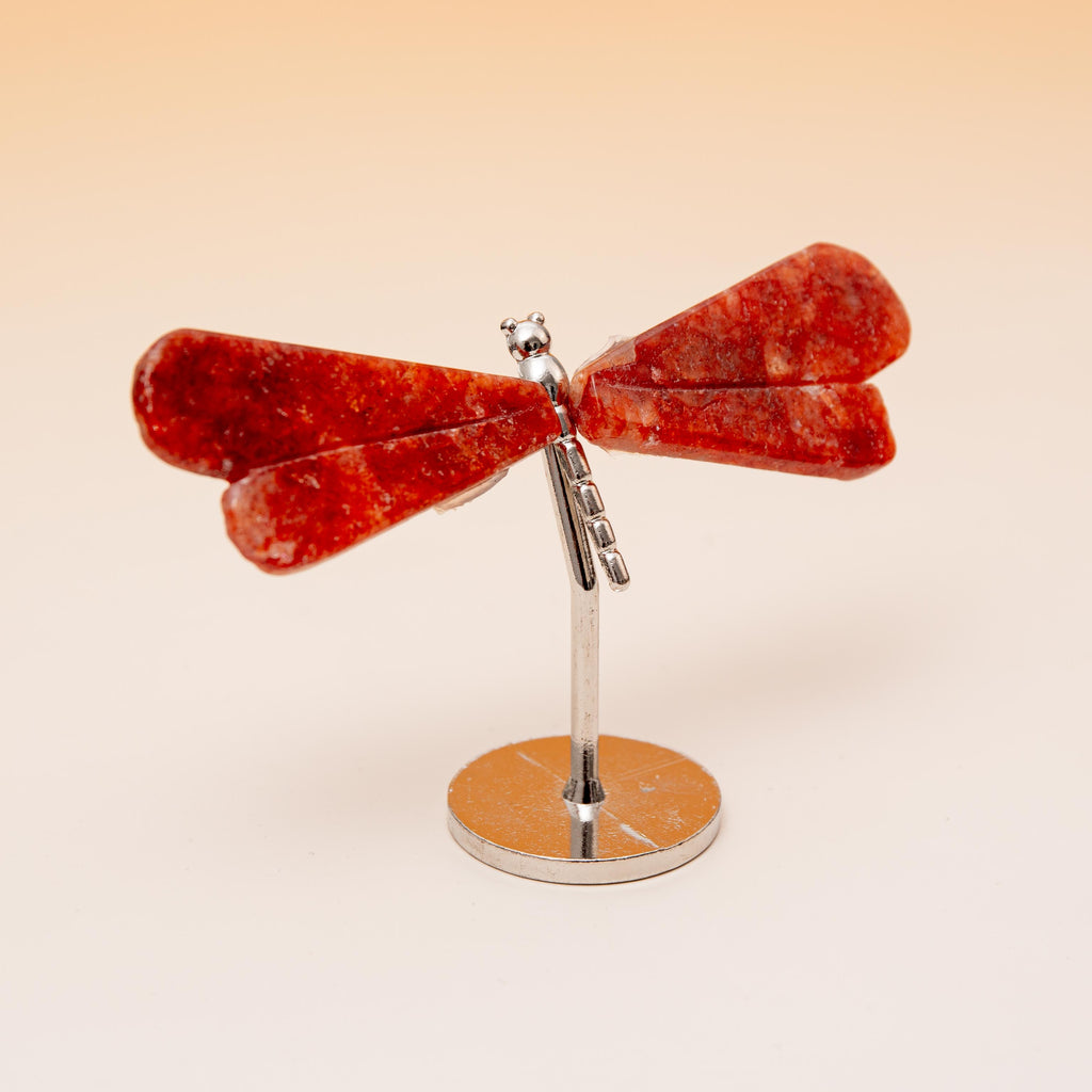 Red Quartz Dragonfly (on Stand) - 6 cm (A7)