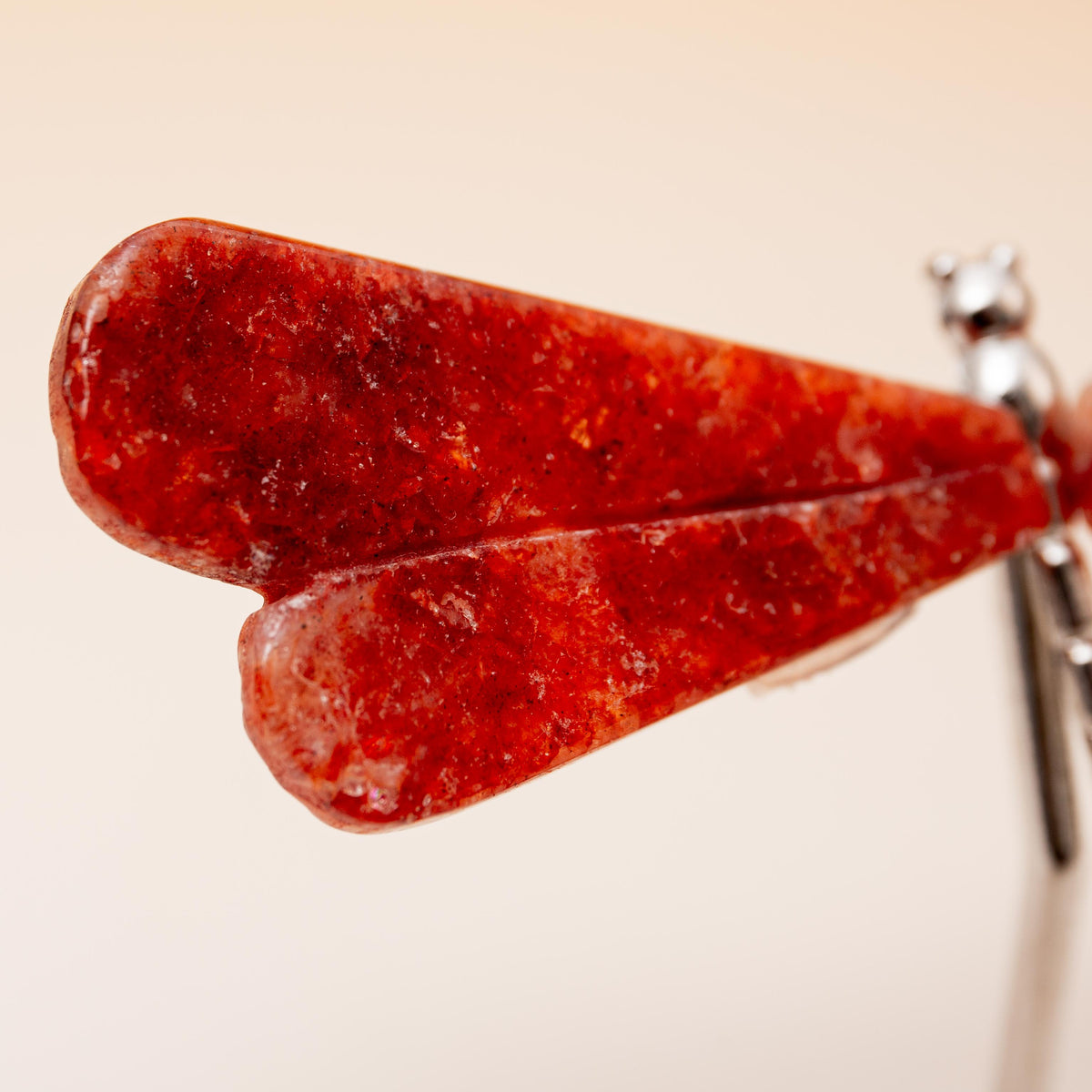 Red Quartz Dragonfly (on Stand) - 6 cm (A7)