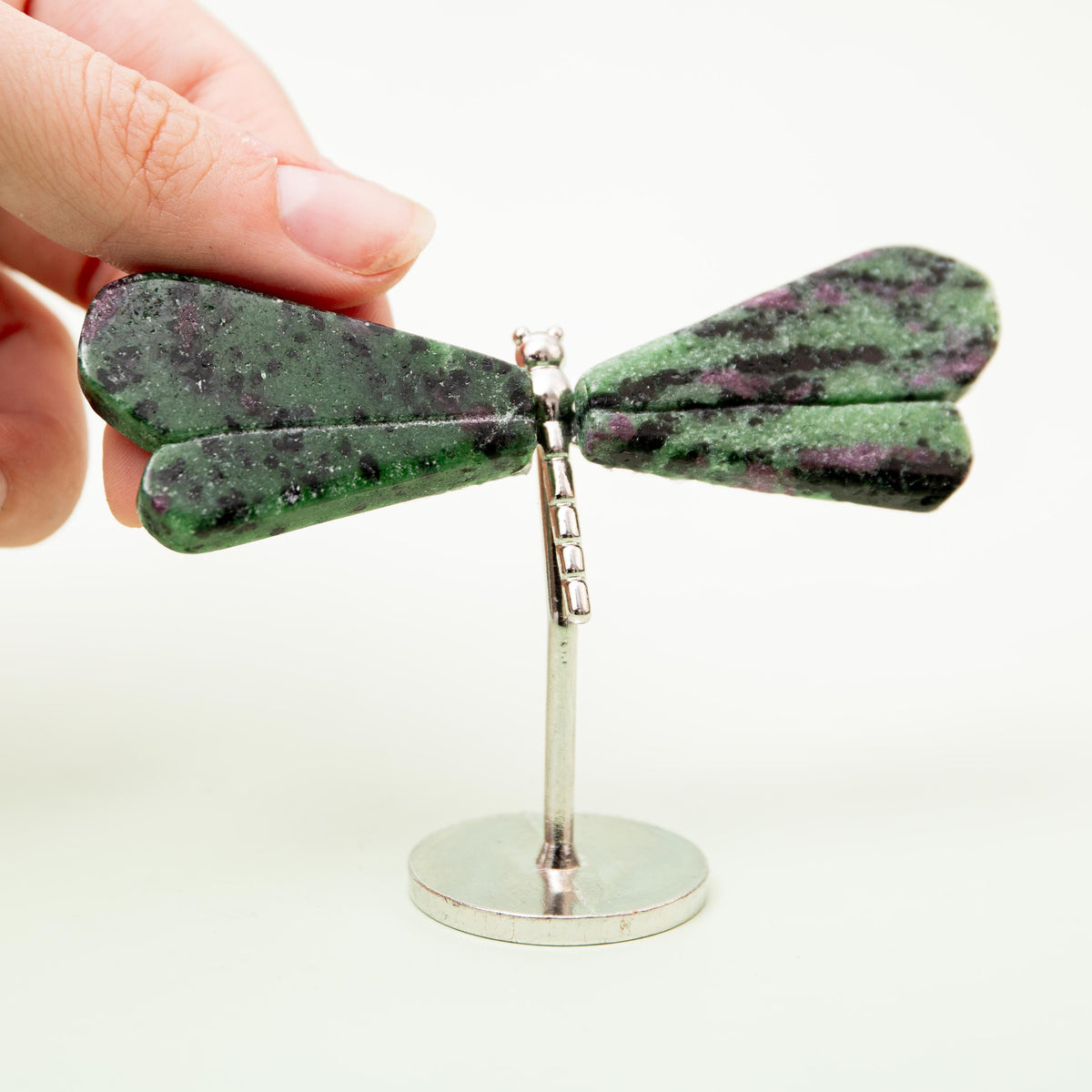 Ruby Zoizite Dragonfly (on Stand) - 6 cm (A9)