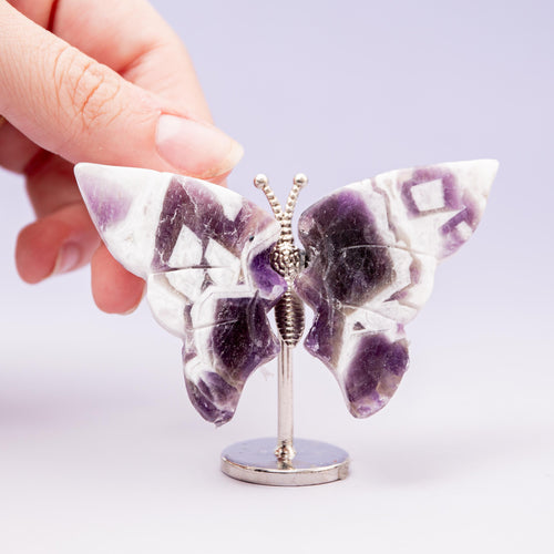 Amethyst Butterfly (on Stand) - 6 cm (A1)