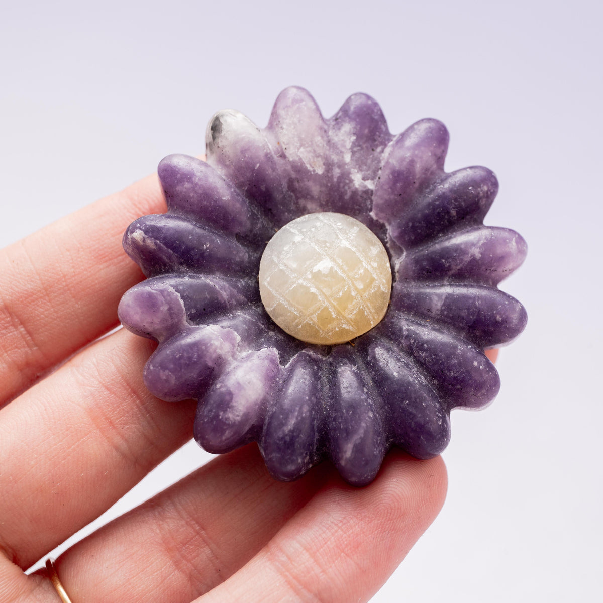 Lepidolit & Yellow Calcite Flower - 5 cm (B)