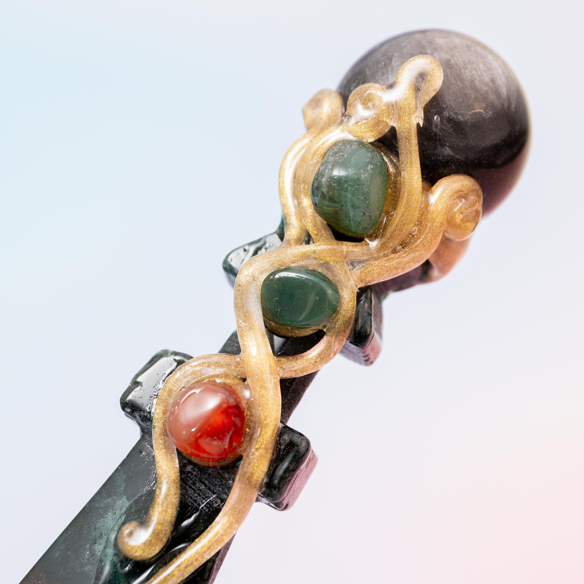Silver Obsidian - Moss Agate Dagger - 3 cm 81 gr