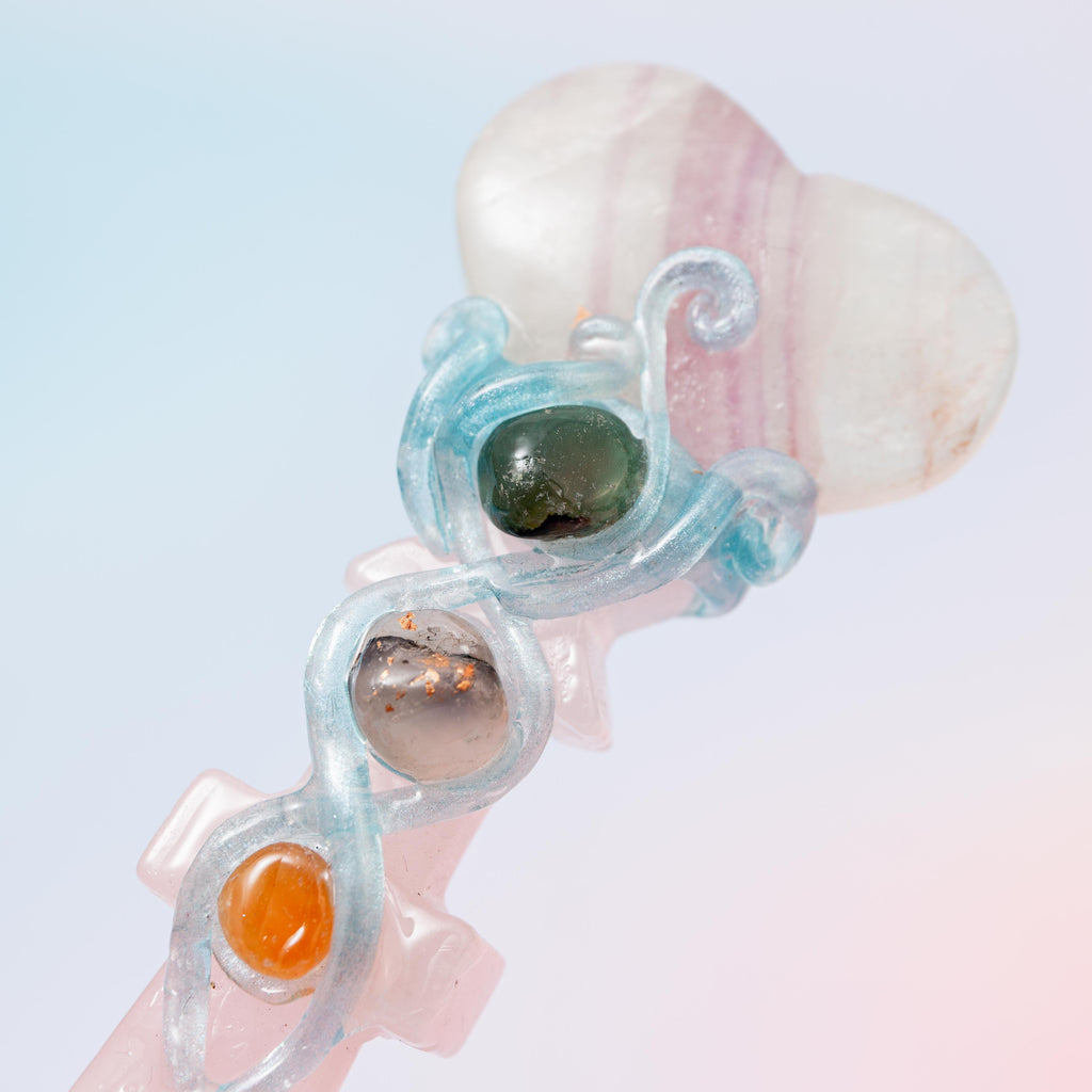 Fluorite - Rose Quartz Dagger - 3 cm 83 gr