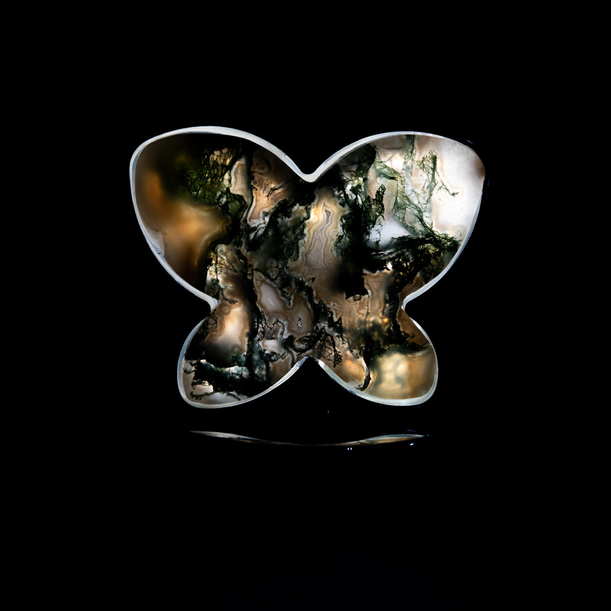 Moss Agate Butterfly (Led) Lamp - 14 cm 600 gr — photo 2