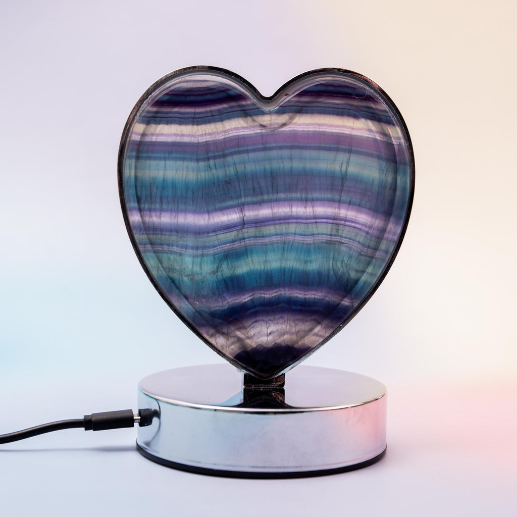 Fluorite Heart Led Lamp - 14 cm 600 gr — photo 1