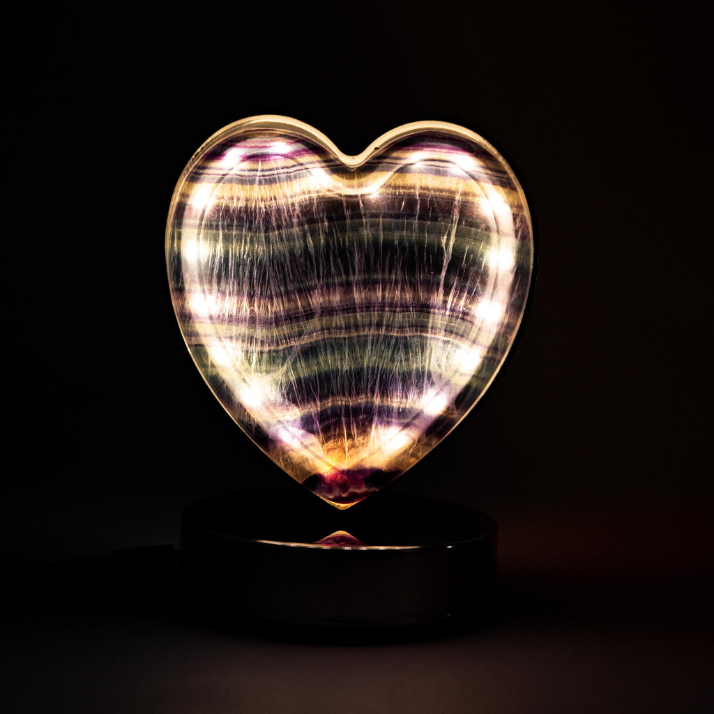 Fluorite Heart Led Lamp - 14 cm 600 gr — photo 2