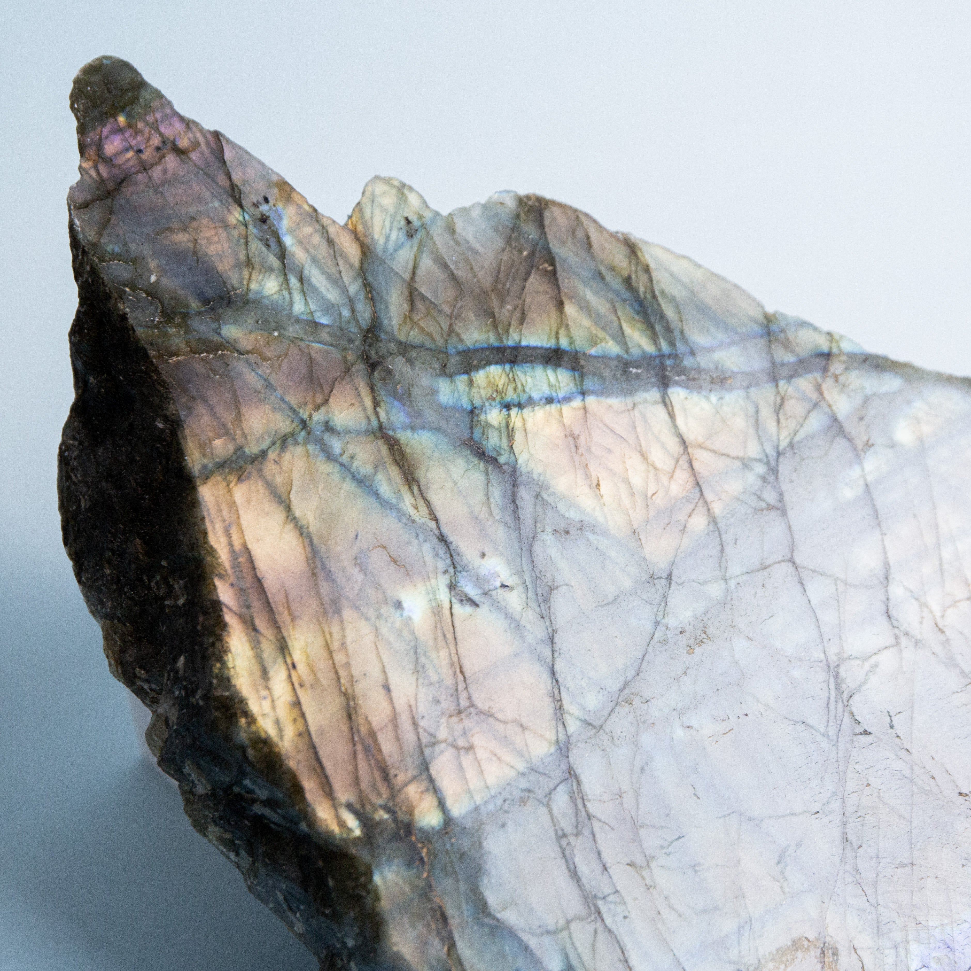 Labradorit egyik oldala csiszolt - 1141g