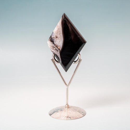 Black Agate Dimon shape on Stand - 18.5cm