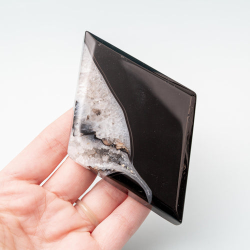 Black Agate Dimon shape on Stand - 18.5cm