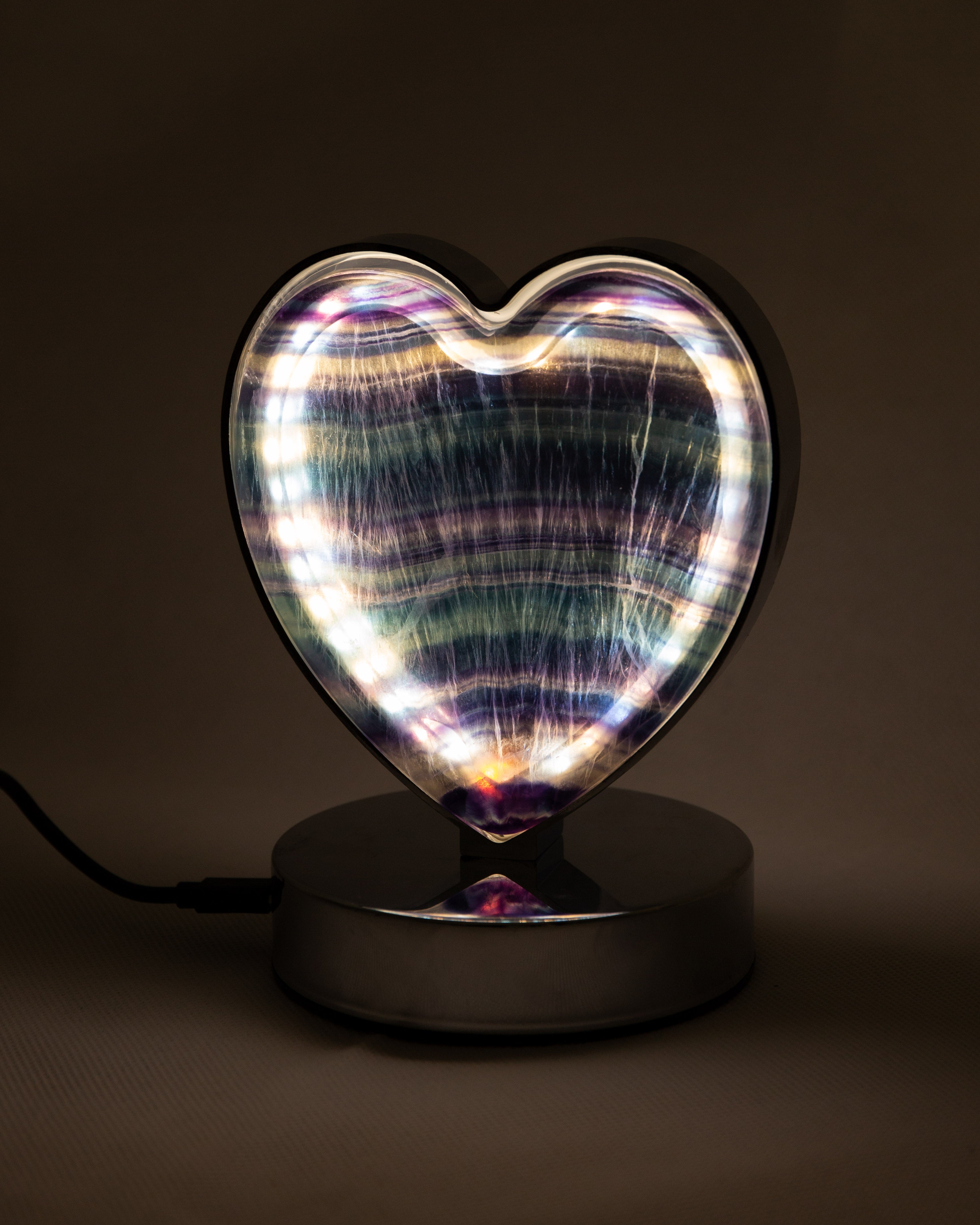 Fluorit Szív Lámpa