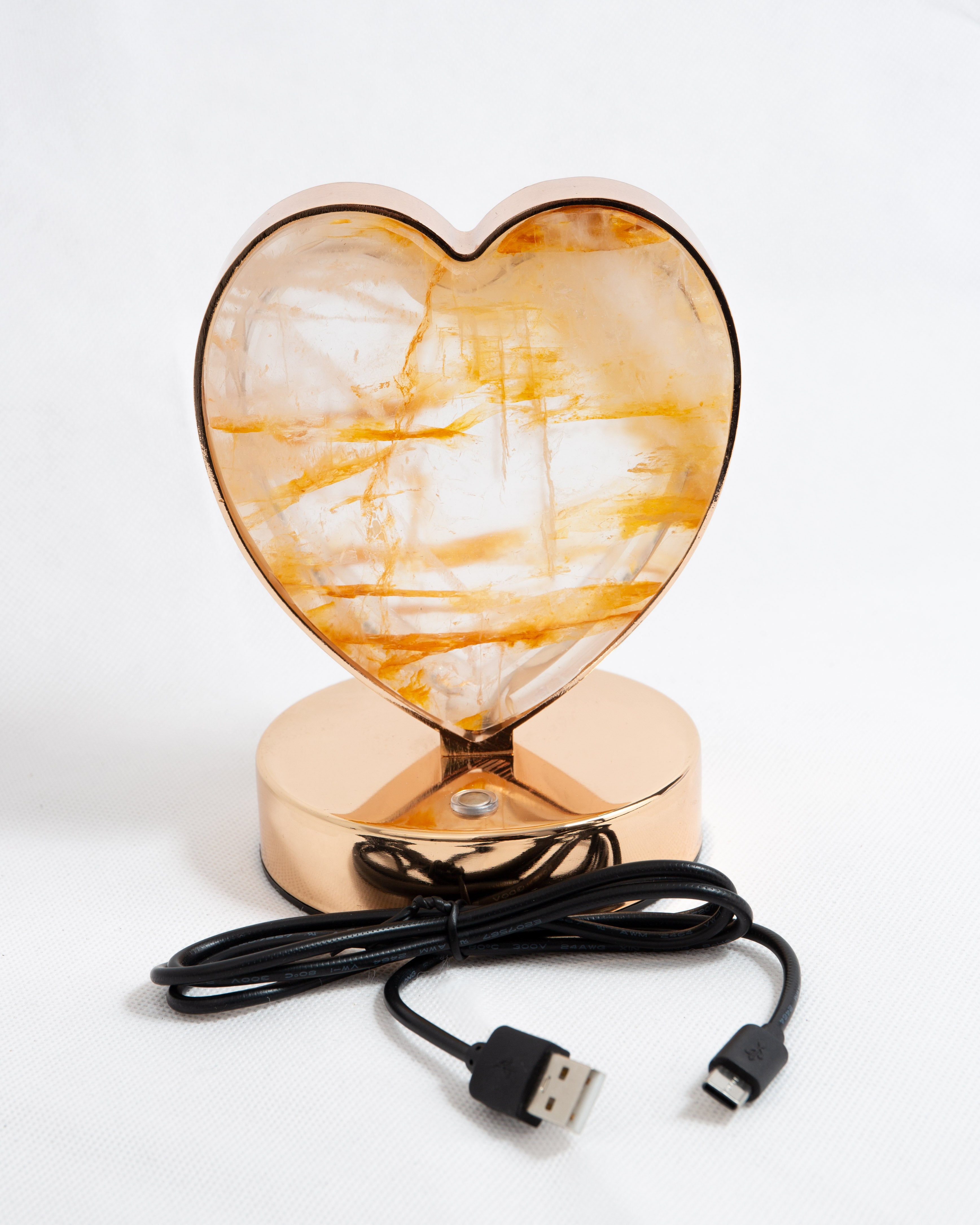 Golden Healer Szív Lámpa (Hematoid Kvarc)