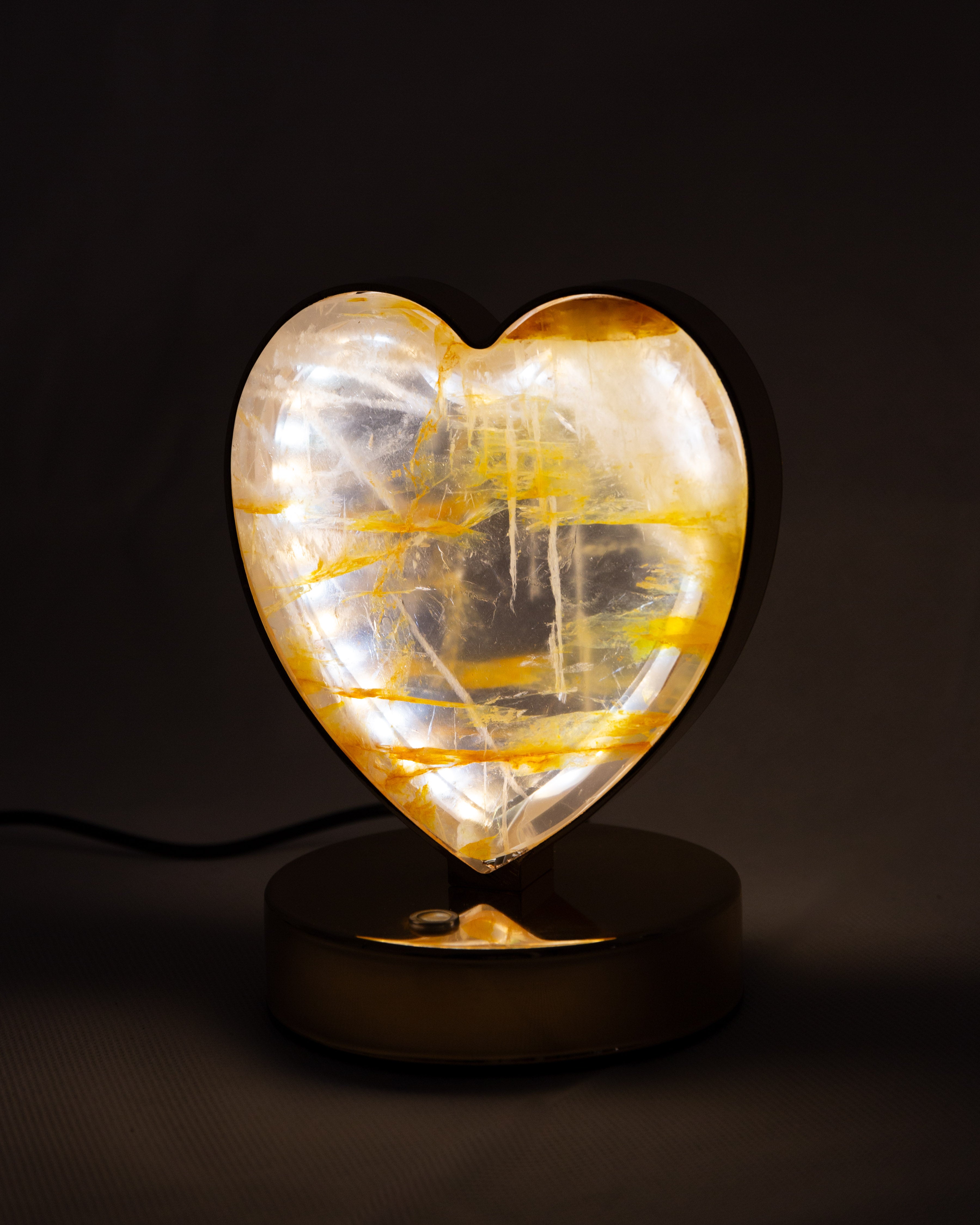 Golden Healer Szív Lámpa (Hematoid Kvarc)