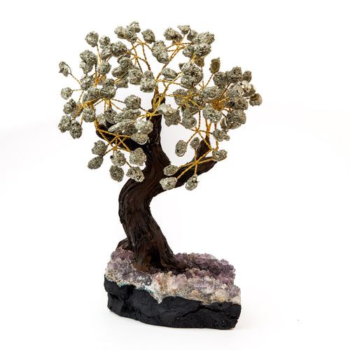Amethyst Black Pyrite Crystal Tree - From Brazil