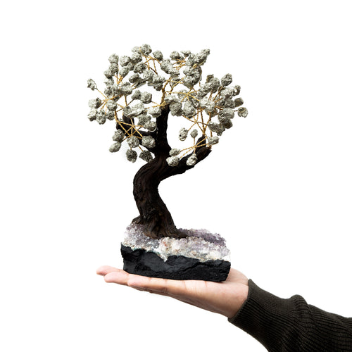 Amethyst Black Pyrite Crystal Tree - From Brazil