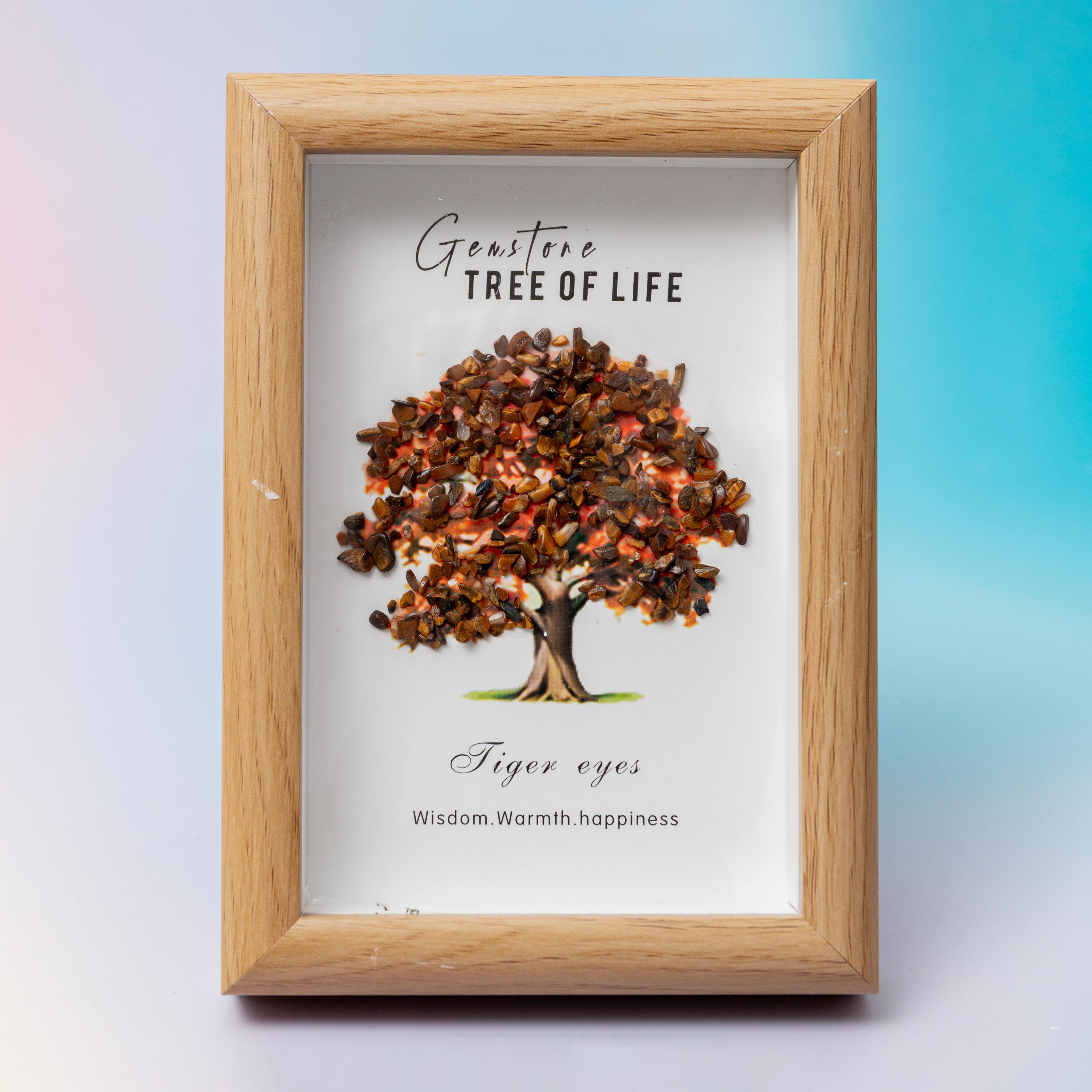 Tiger Eyes Crystal Tree in Frame – 12×17cm