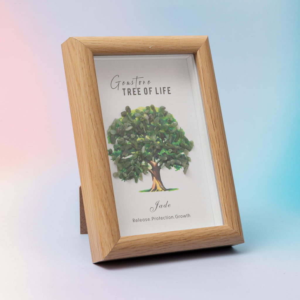 Jade Crystal Tree in Frame – 12×17cm