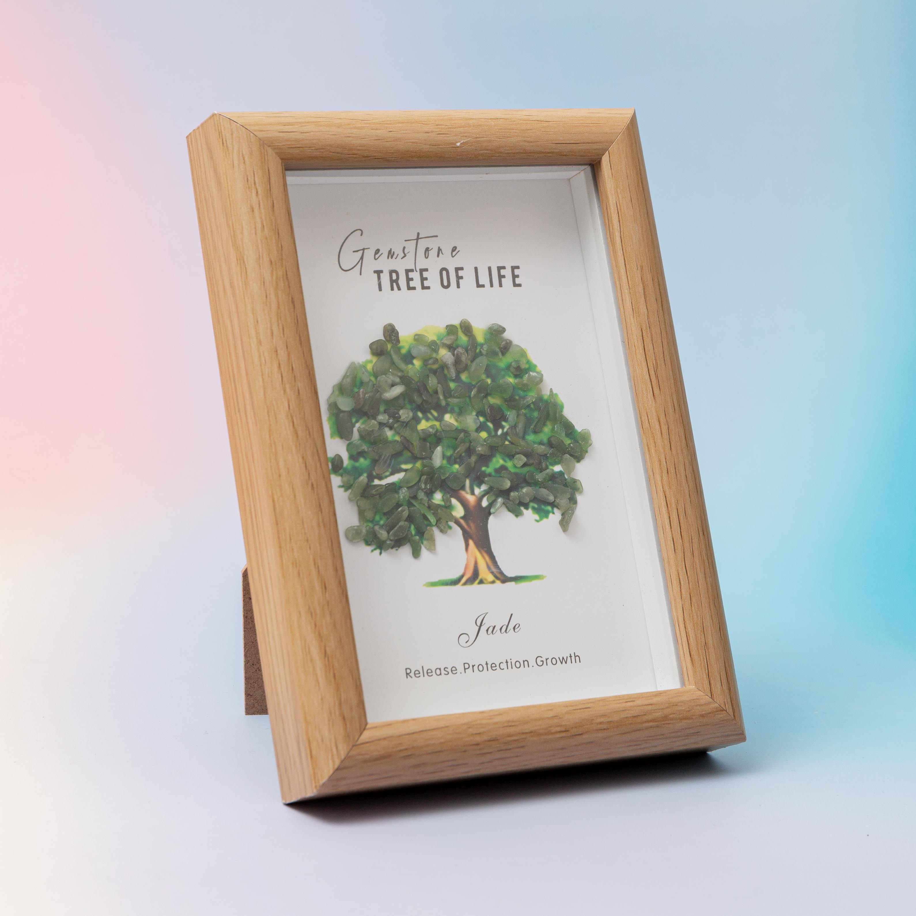 Jade Crystal Tree in Frame – 12×17cm