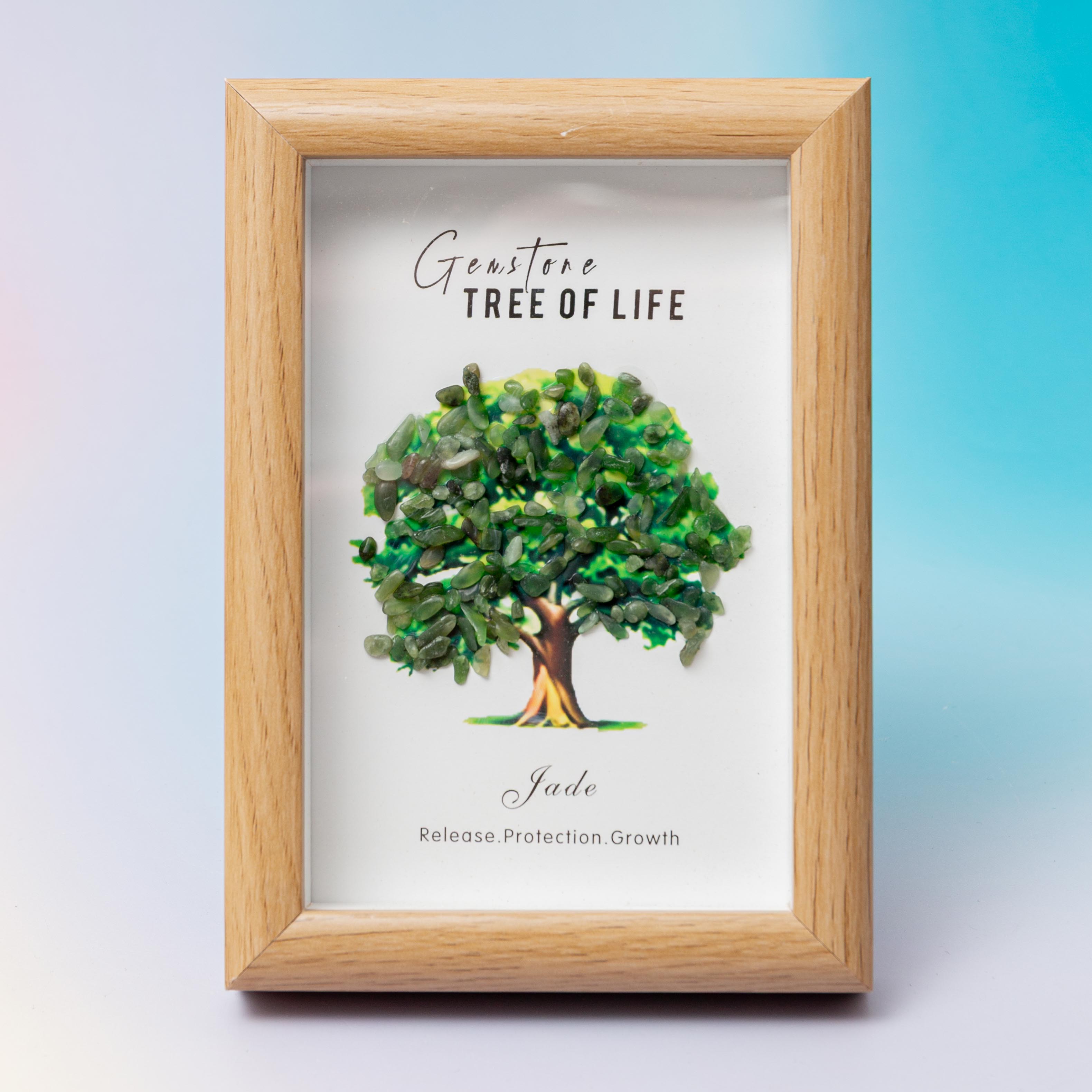Jade Crystal Tree in Frame – 12×17cm