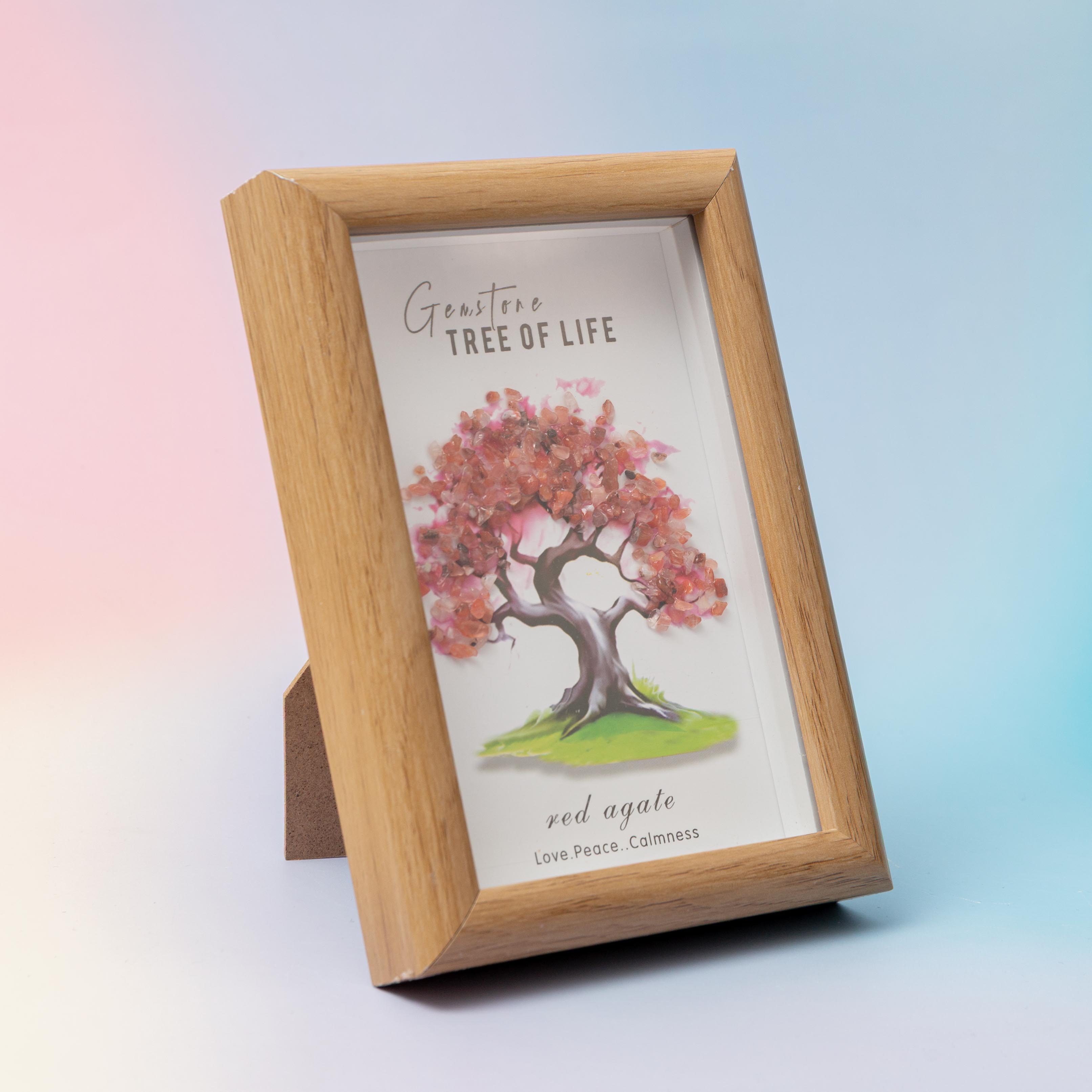 Red Agate Crystal Tree in Frame – 12×17cm